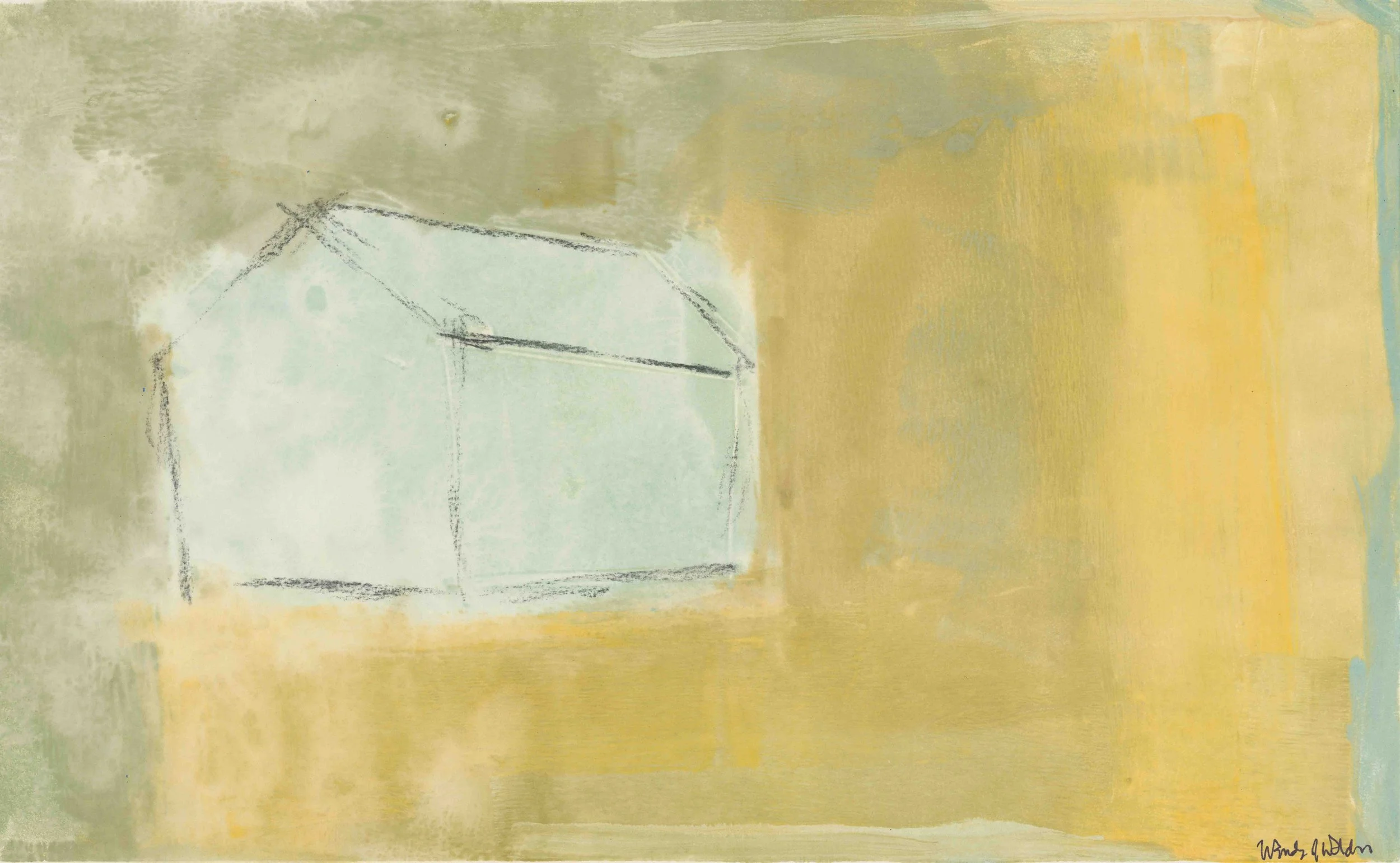 Barn Sketch • Matted mixed Media • 9.5 x 15.5 inches, mat 14.5 x 20.5 inches • $1,400