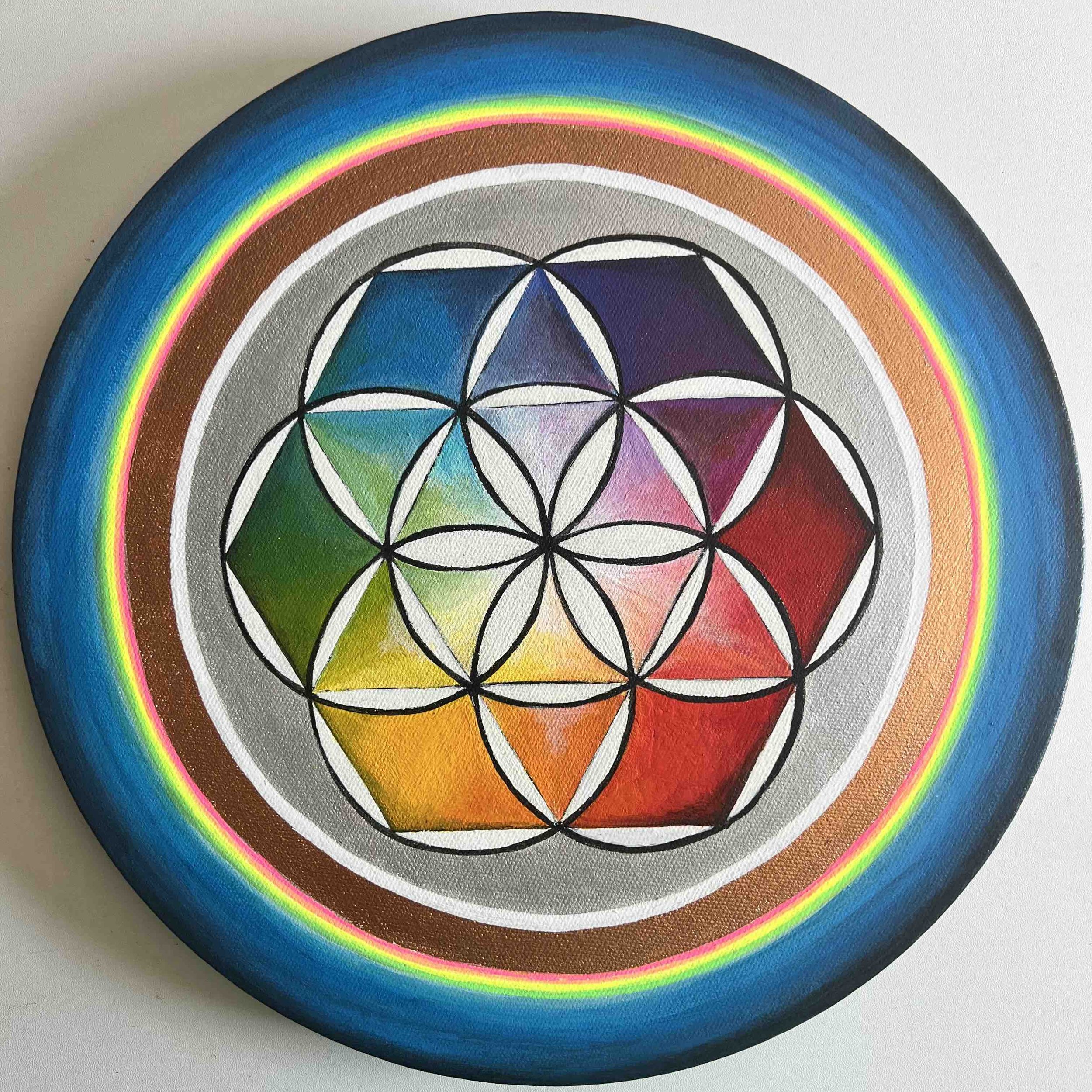 Flower of Life • acrylic on canvas • 12 x 12 inches • $600