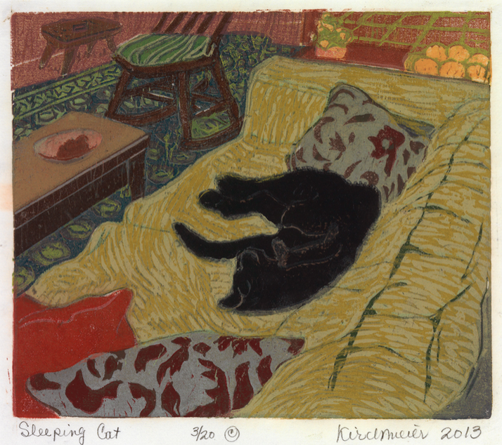 Sleeping Cat • woodcut • 8 x 9 inches •  $1,300