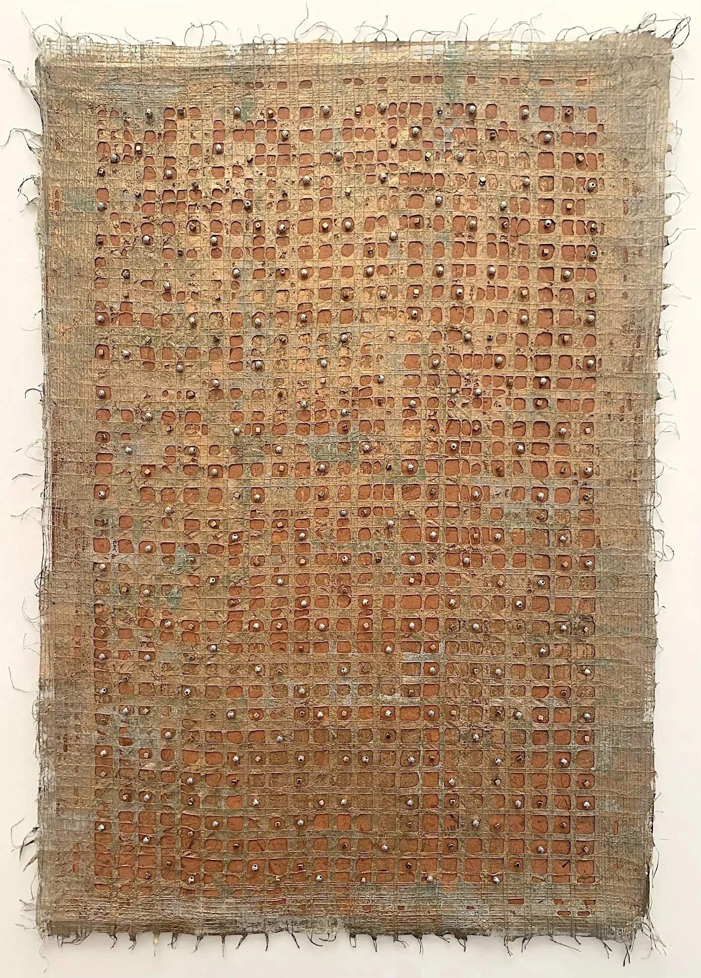s i z z l e  • 5 • monotype paper layers, hand sewn beads • 20 x 28 inches • Framed 30 x 38 inches • $3,700
