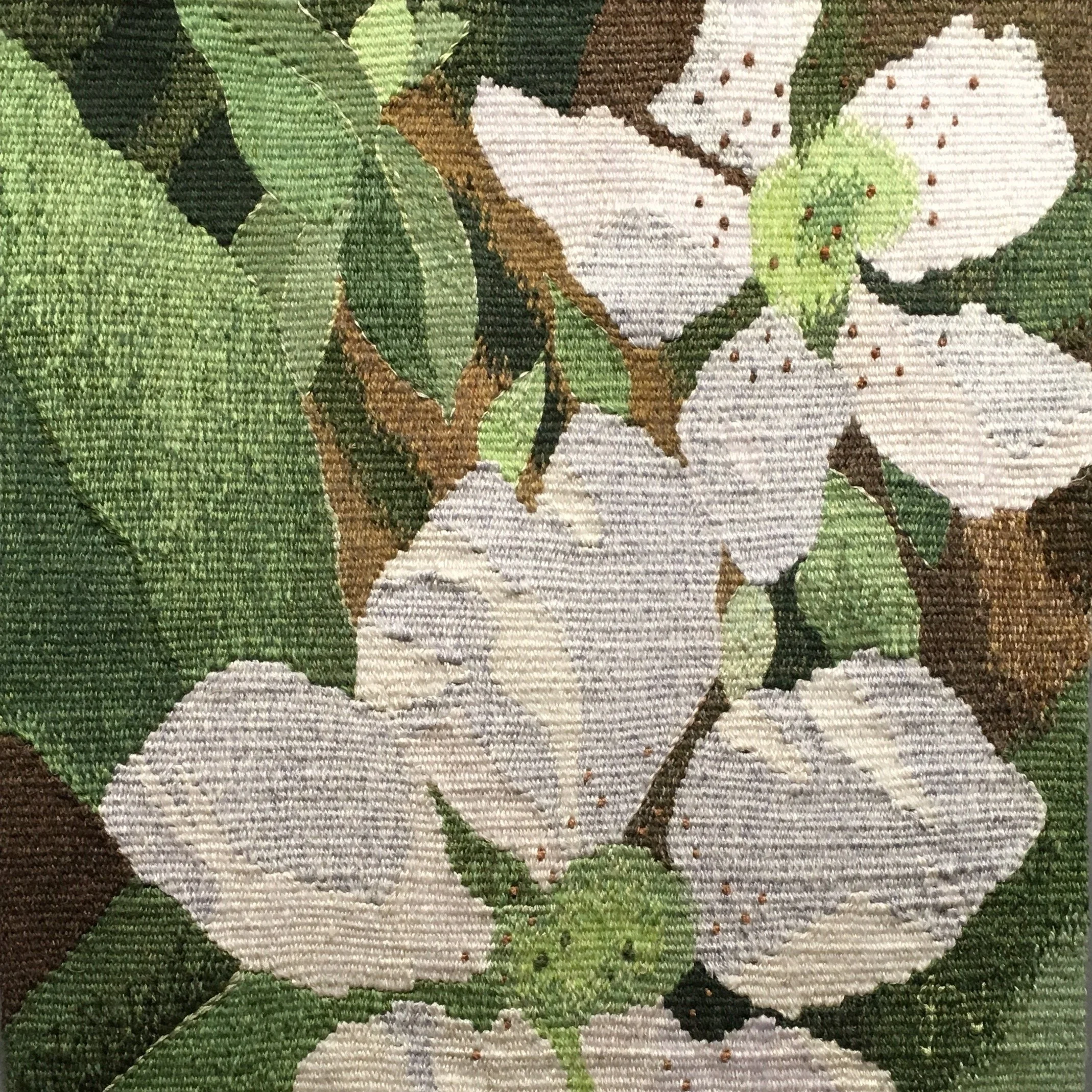 Wild Strawberries • Tapestry: wool and silk on linen • 18 x 18 inches  •  $1,900