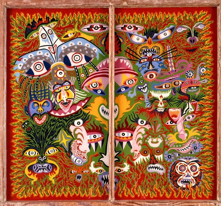 Hawaiian Spirits (1973)   •  casein and acrylic reverse painted on glass  •  34 x 31 inches. • $2,900