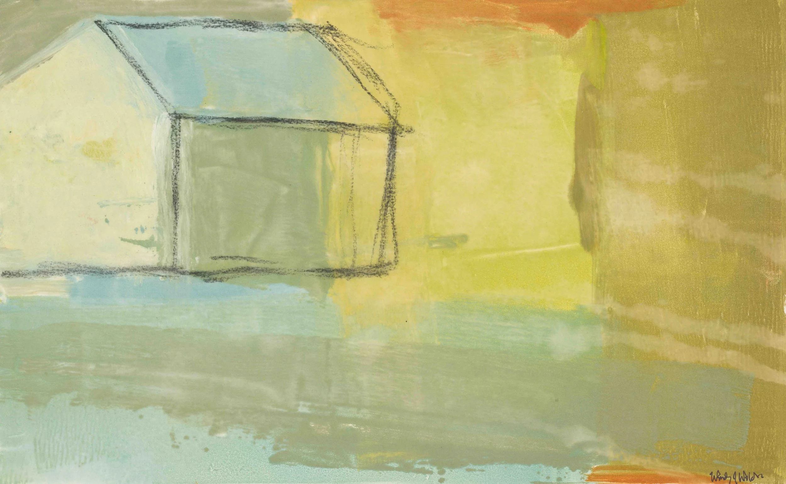 Barn Sketch with Orange • matted mixed media • 9.5 x 15.5 inches, mat 14.5 x 20.5 inches • $1,400 • SOLD