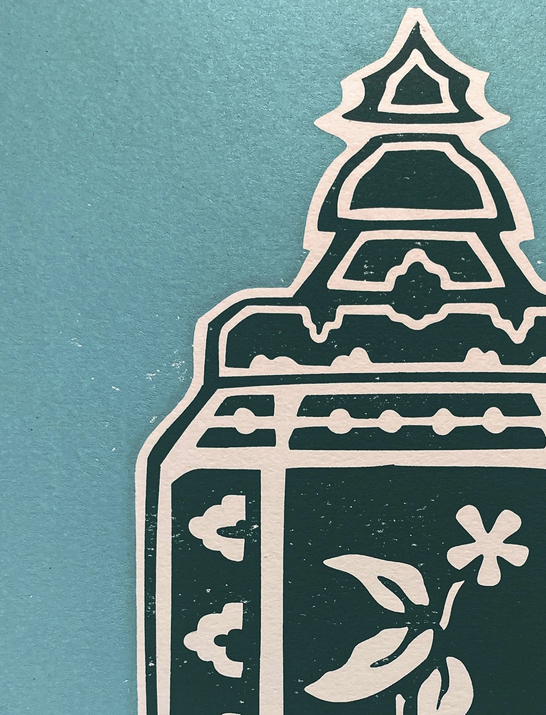 Lantern Woodblock Print