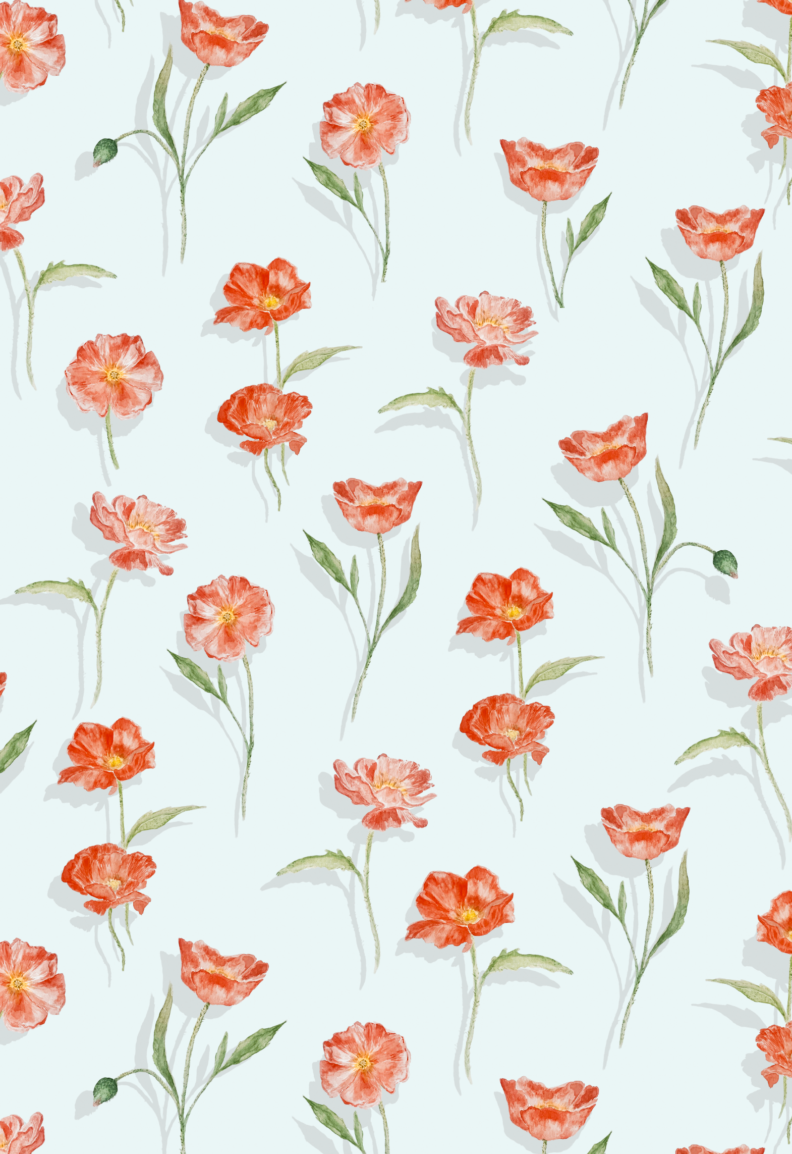 'Poppies' a repeat print using watercolour