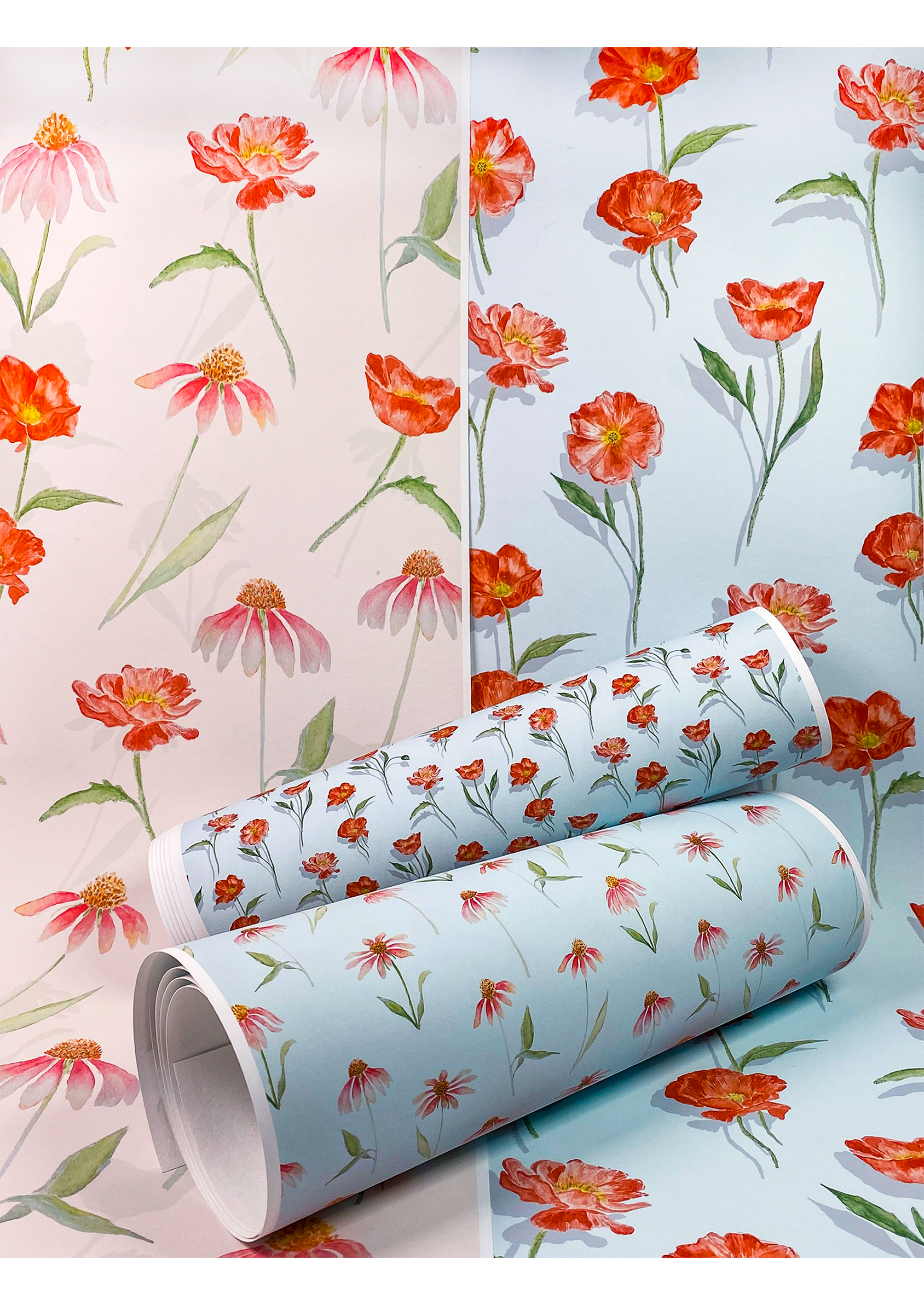 Floral prints on wallpaper