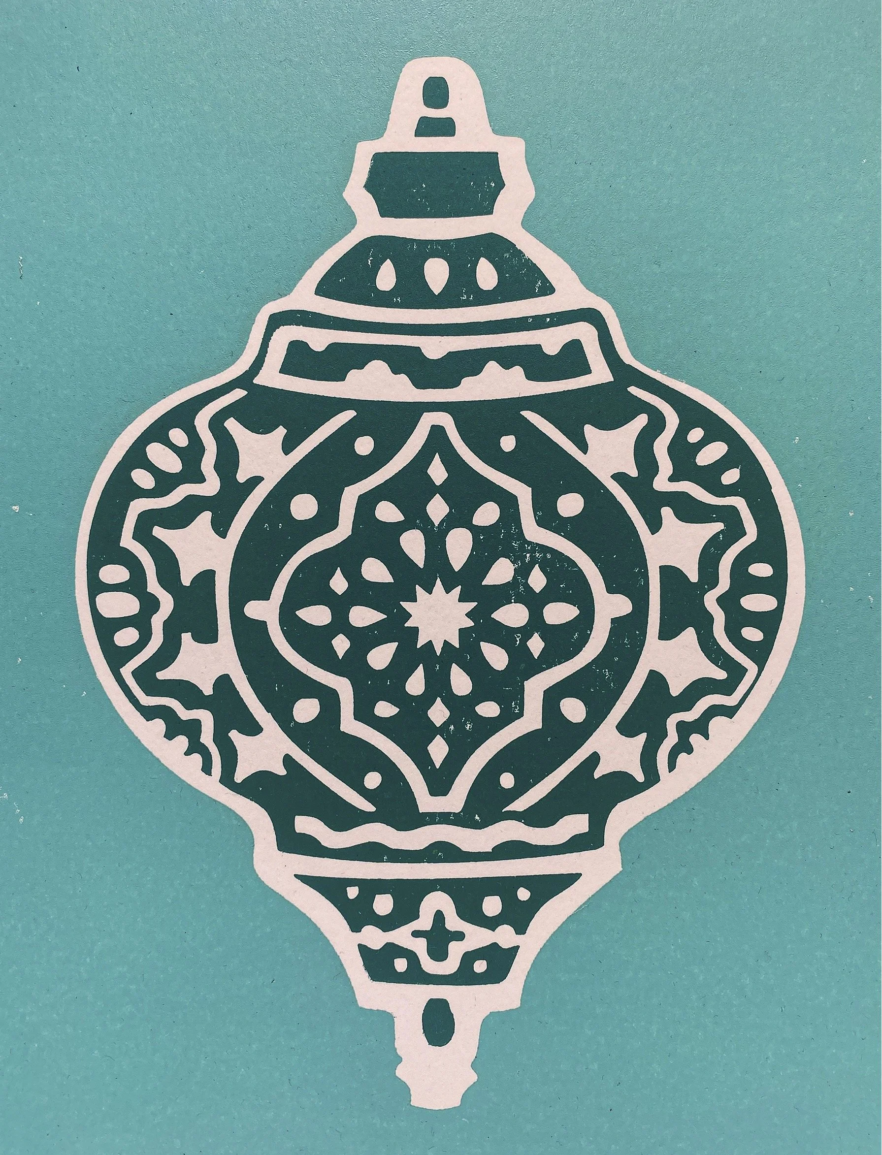 Lantern Woodblock Print
