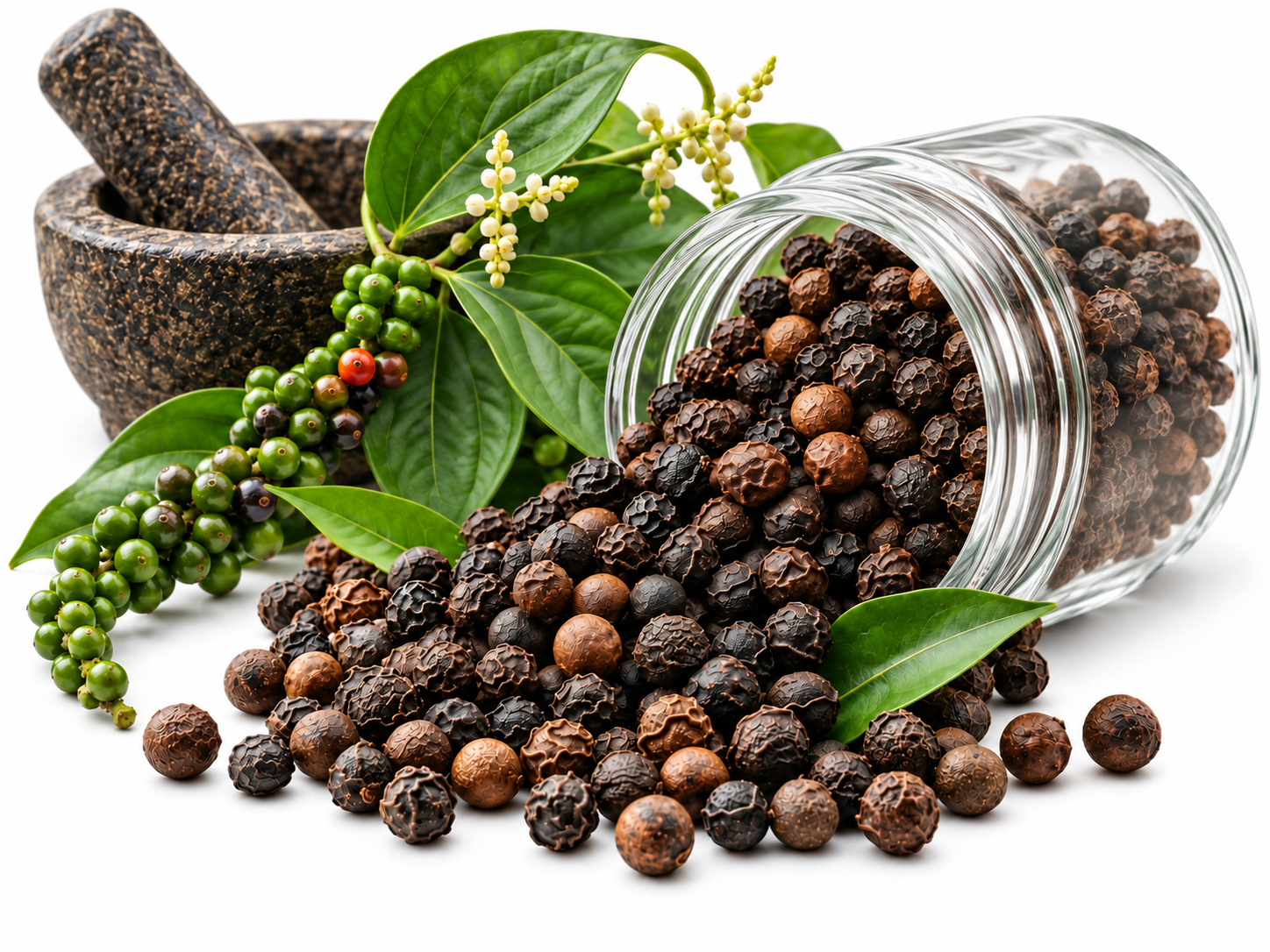Black Peppercorns with Fresh Pepper Sprigs.png