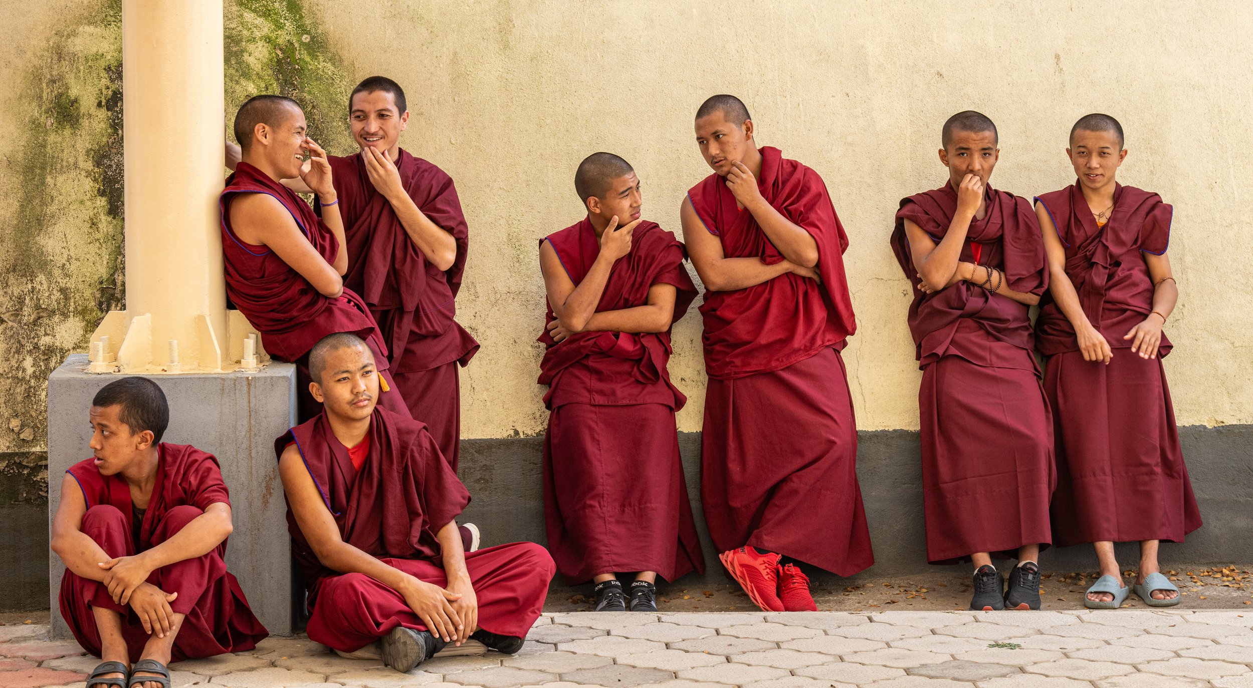 Teen monks talk during a break at the Golden Temple