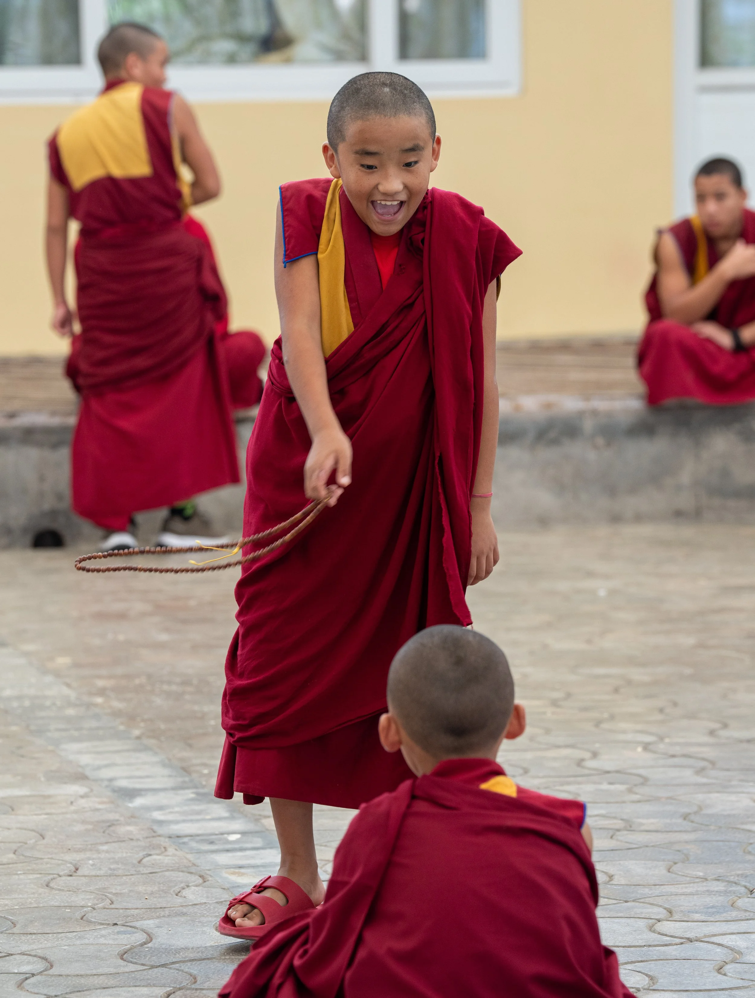 Young monks learn to debate at the Dalai Lama Temple