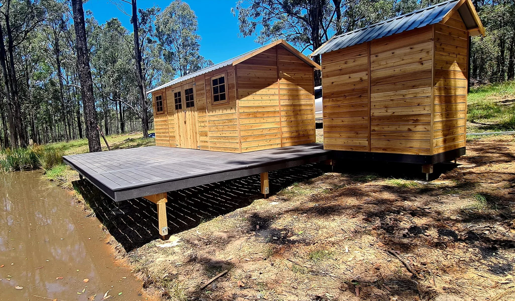 We love odd projects - check out this dam front cabin we constructed on a rural property in Singleton, NSW