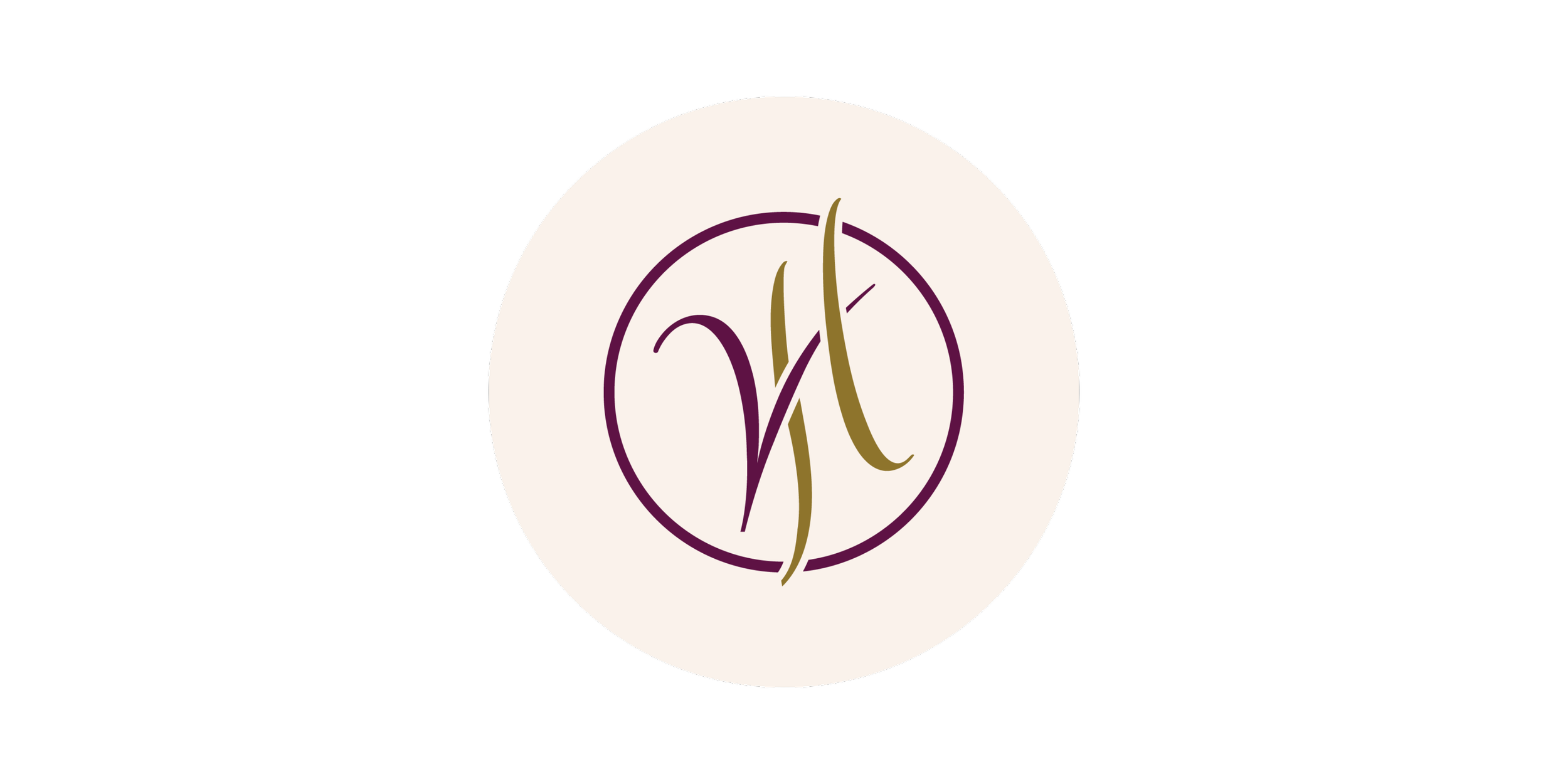 Logo with a black background, a white circle, and intertwined purple and gold lines in the center.