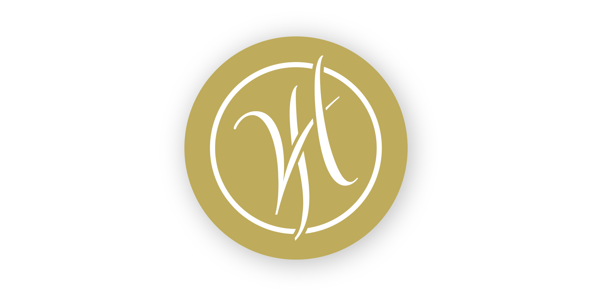 Gold circle with a stylized white monogram of the letters 'v' and 'h' in the center.