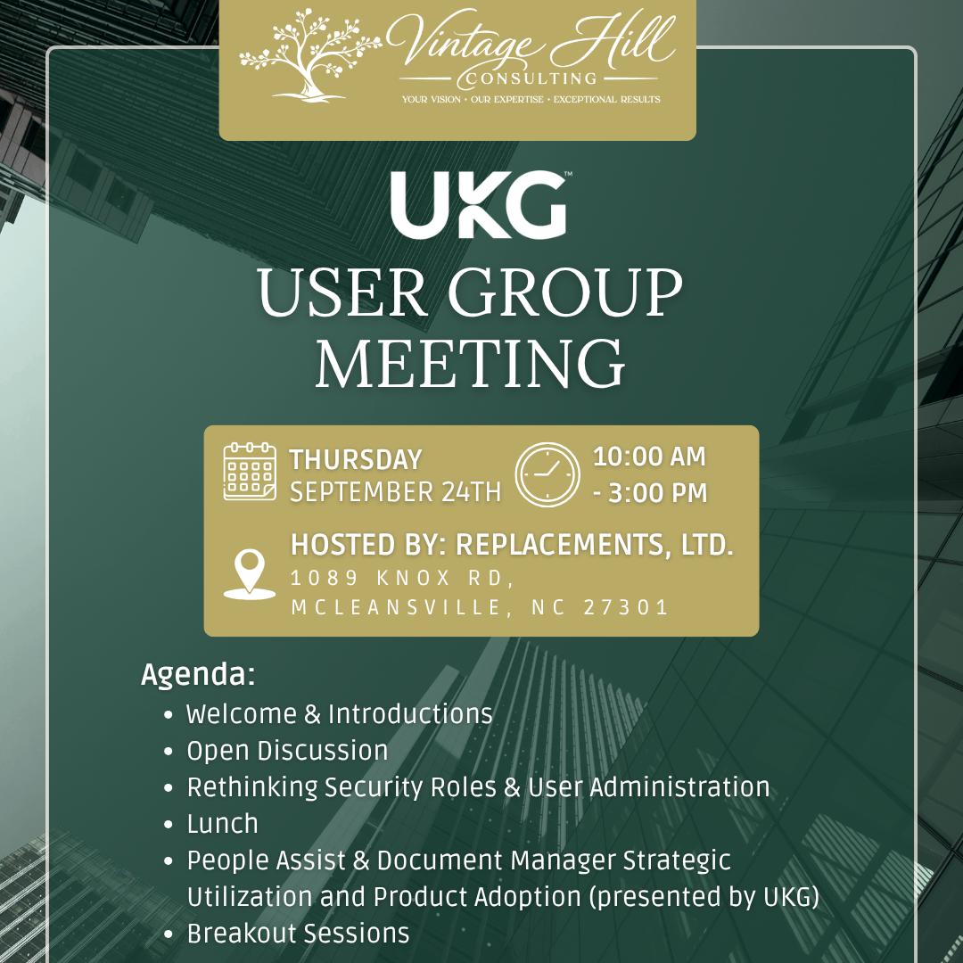 UKG User Group Meeting- McLeansville, NC