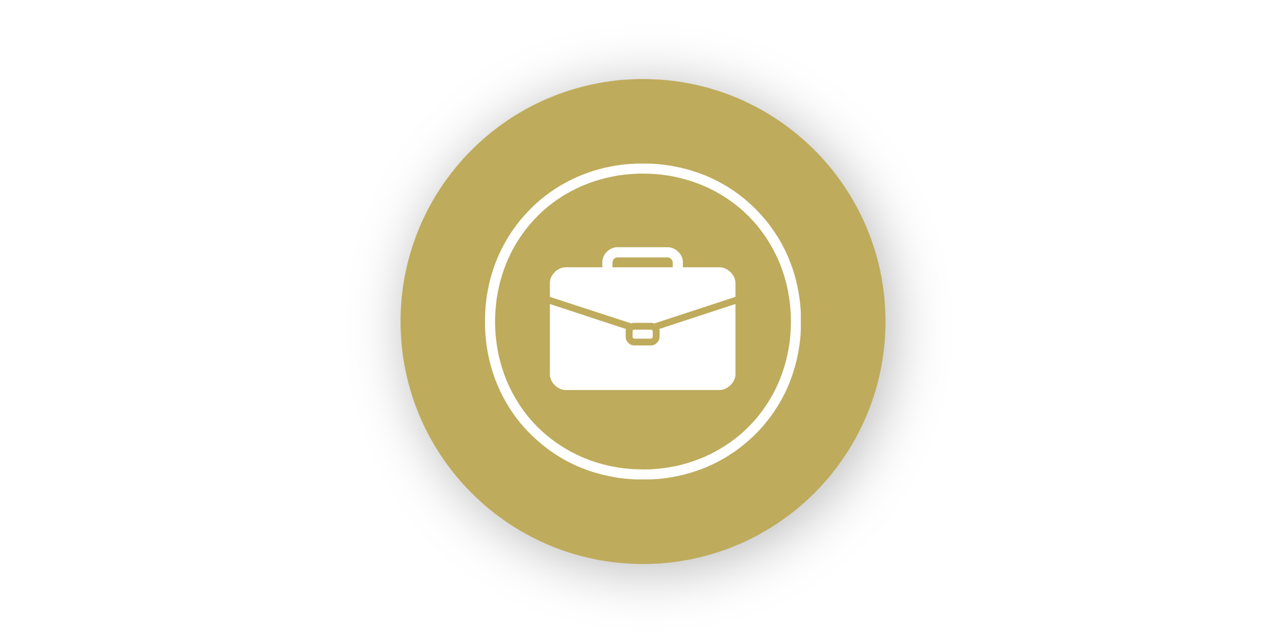 Icon of a briefcase inside a circle, with a gold background and black surrounding