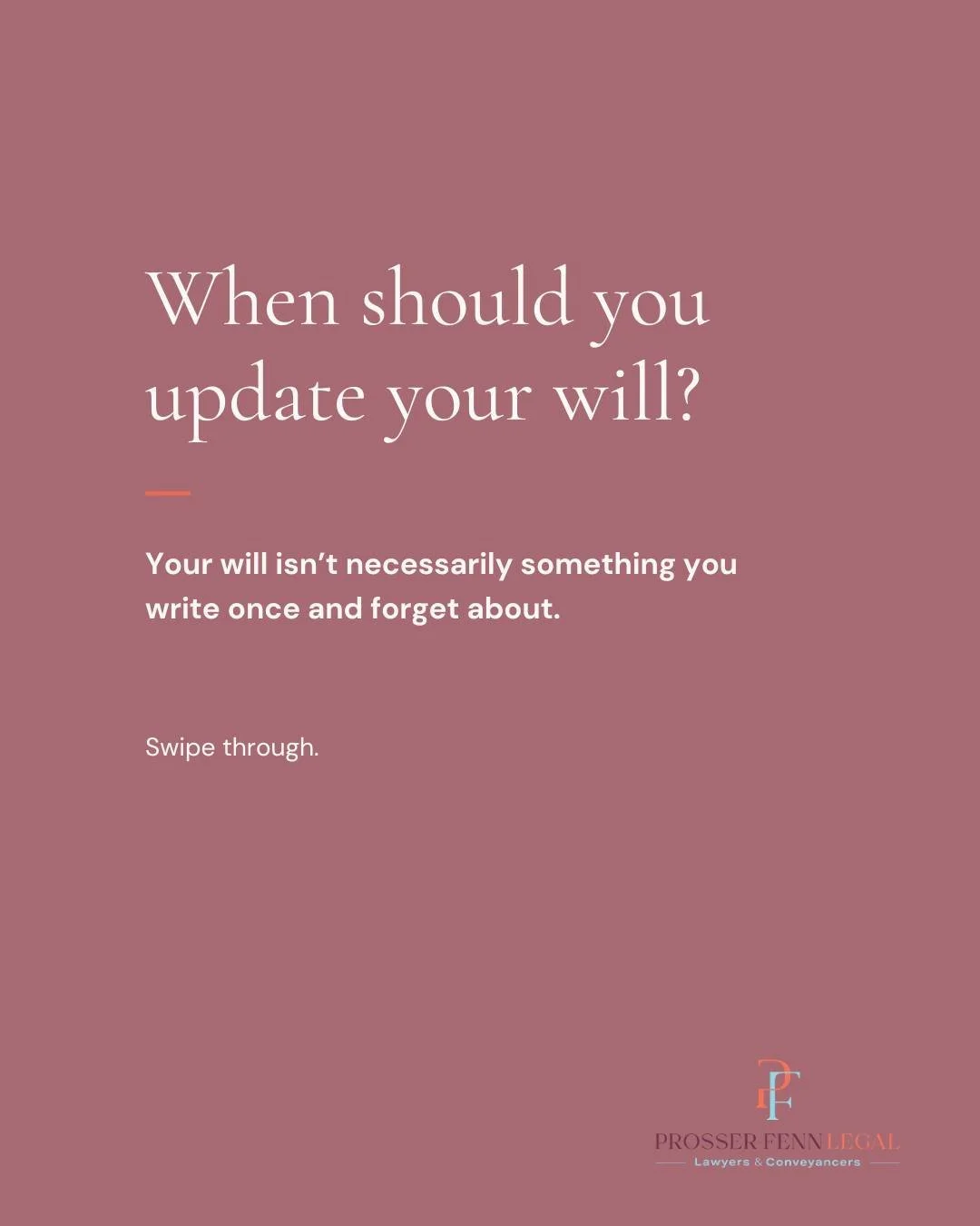 When did you last review your will?

Your will reflects your wishes and circumstances at a particular point in time. But life changes, and sometimes your will needs to change with it.

Marriage or separation, welcoming children or grandchildren, buyi