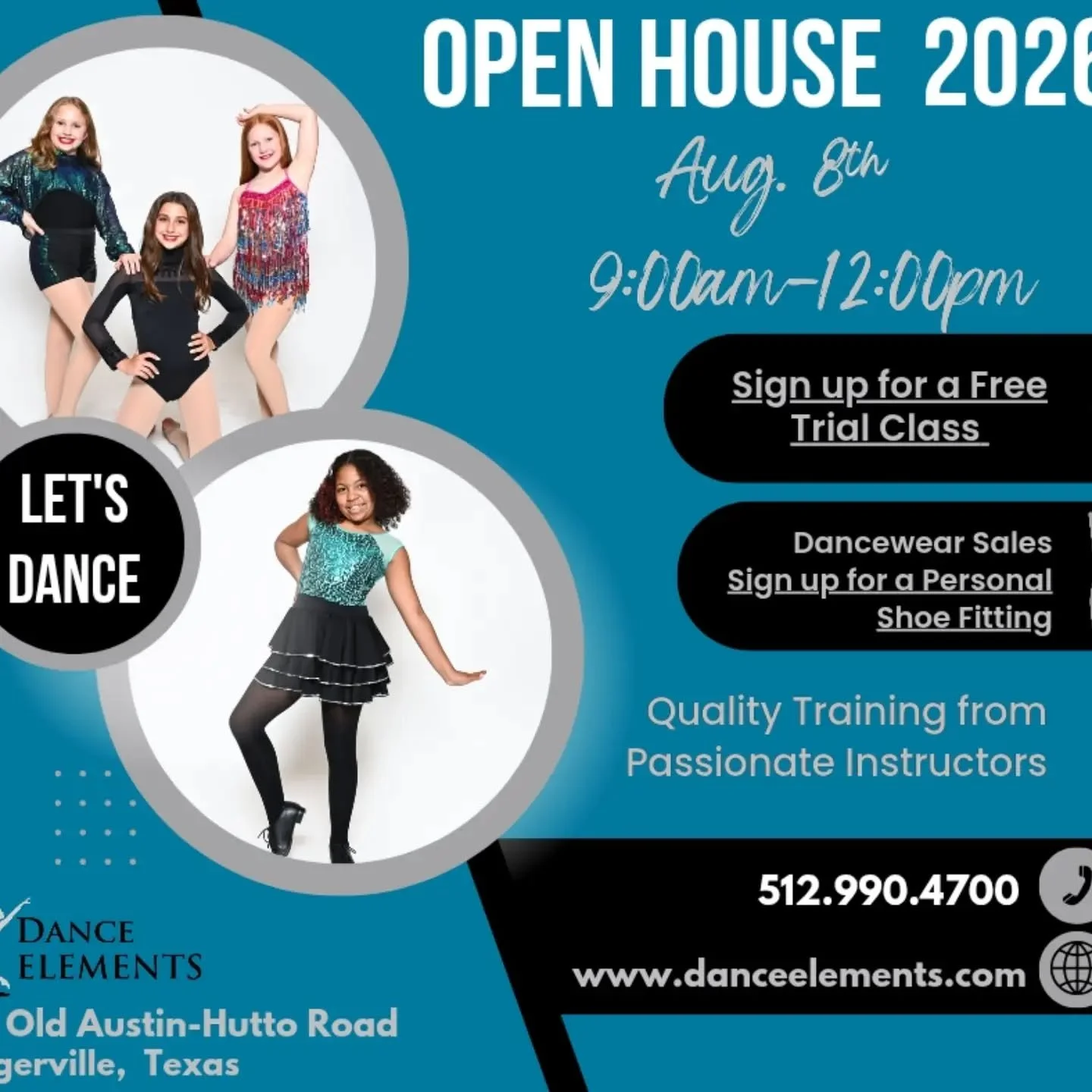 Do you know a family looking for the perfect dance studio?  Join us for our New Customer Open House tomorrow and see what makes Dance Elements feel like home!

✨ Tour our studio
✨ Meet our amazing staff
✨ Learn about our classes and programs
✨ Get al