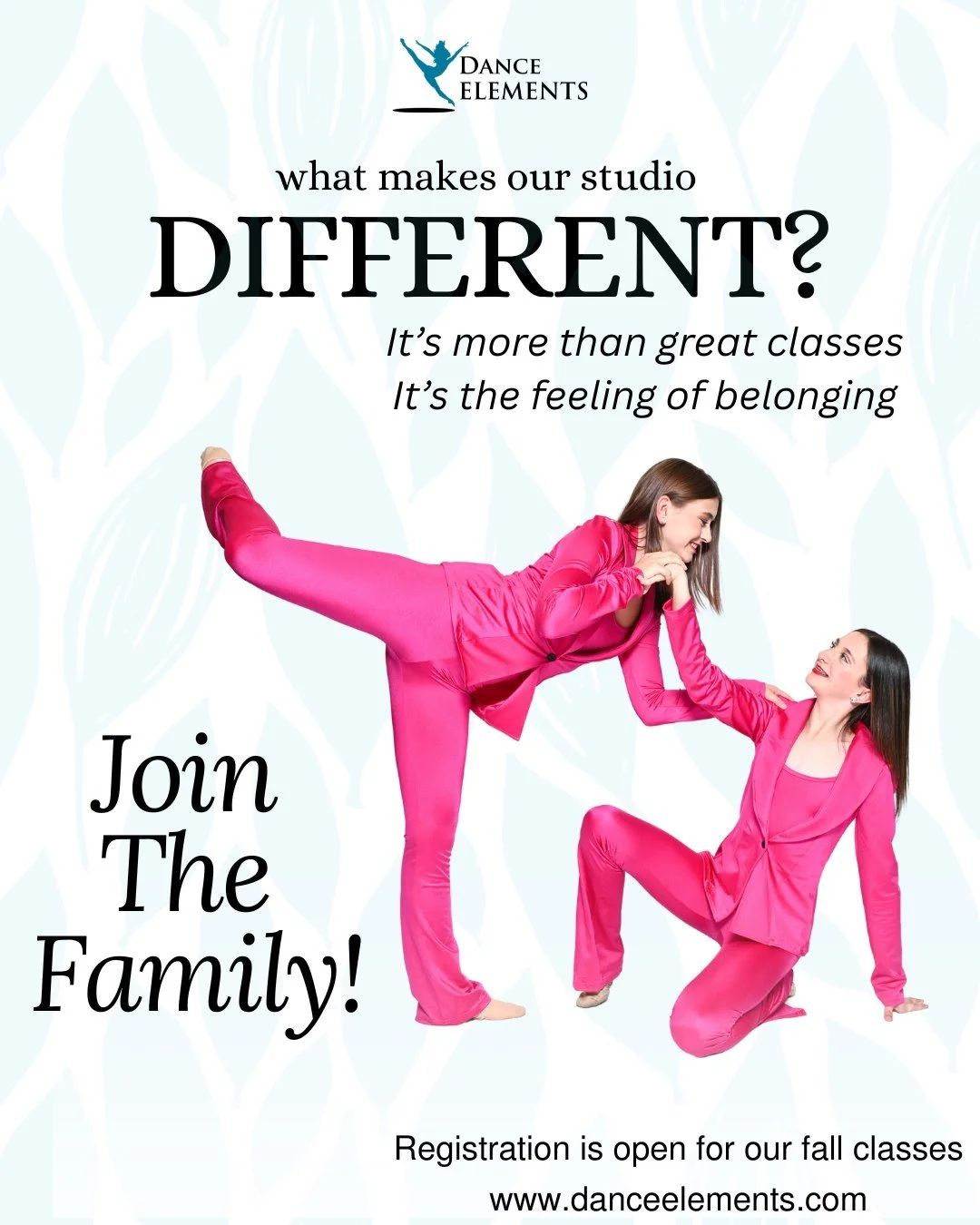 What makes Dance Elements different? It&rsquo;s more than great classes&mdash;it&rsquo;s the feeling of belonging. 

We&rsquo;re not just building strong dancers&mdash;we&rsquo;re building confident, happy humans in a supportive space where every chi
