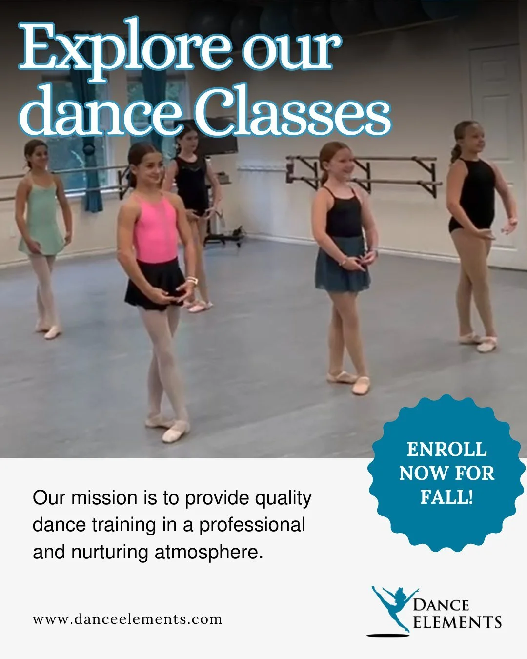 Explore our dance classes and find the perfect fit for your child&rsquo;s rhythm, energy, and creativity! 

At Dance Elements, our mission is simple: provide top-quality dance training in a professional and nurturing space where every dancer feels su