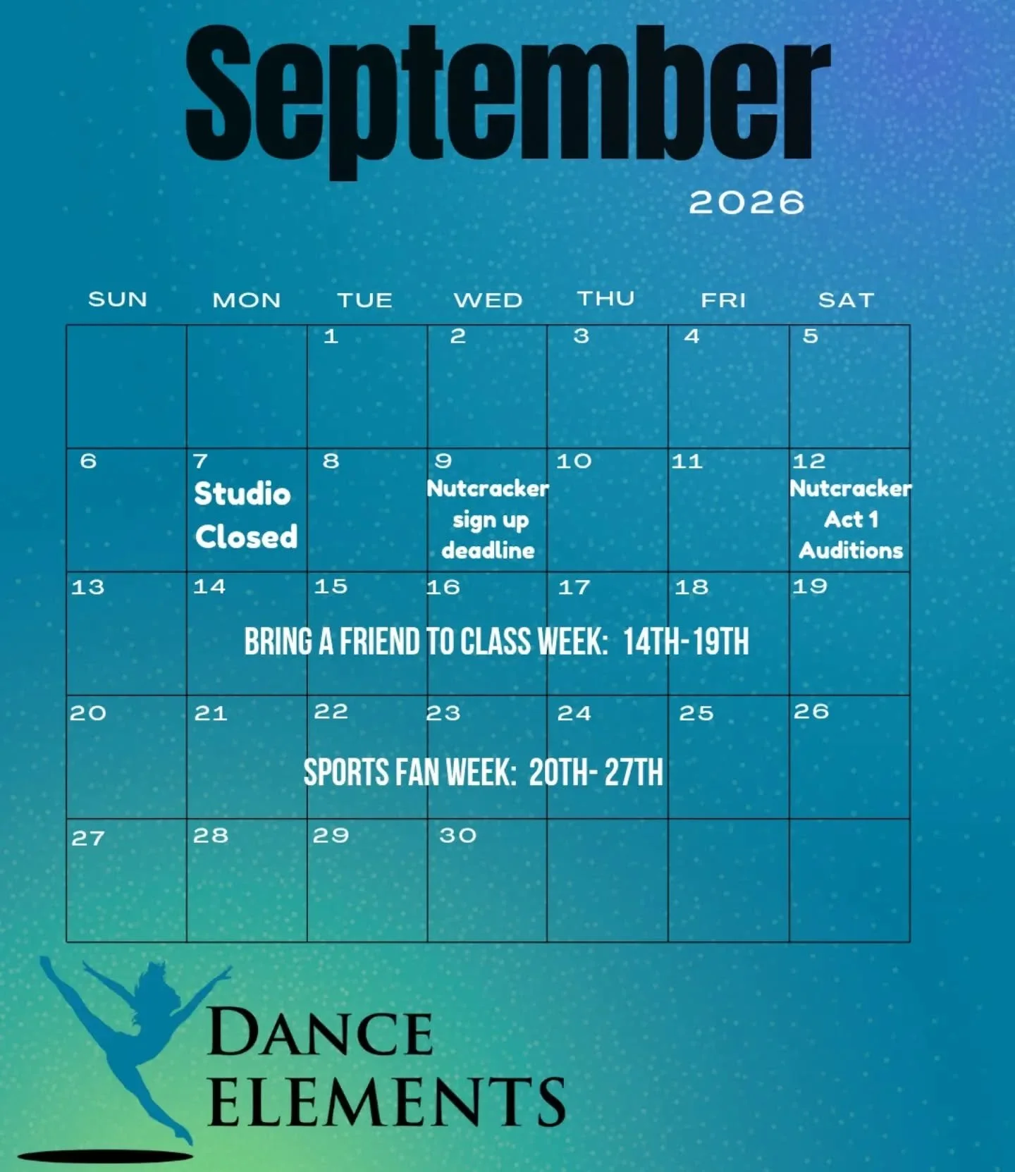 Mark your Calendars Dancers!
