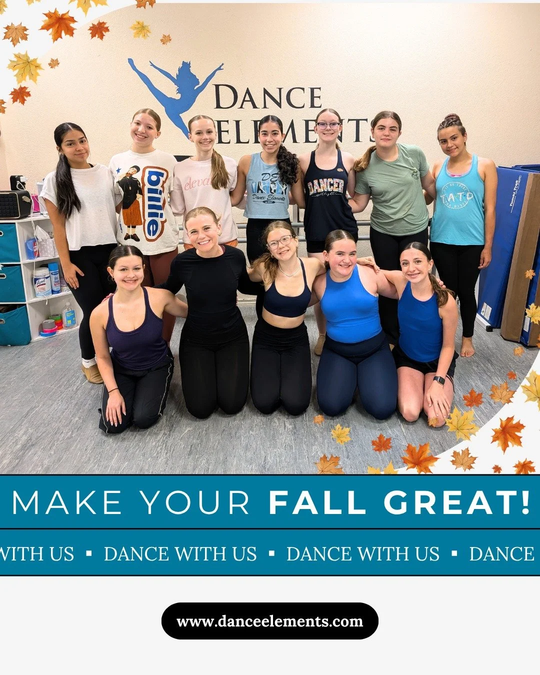 Make this fall unforgettable by dancing with us at Dance Elements! 

Embrace the season's rhythm and let your moves light up the studio. We&rsquo;ve got a spot just for you. Join us and turn autumn into a dance adventure! 

Visit www.danceelements.co
