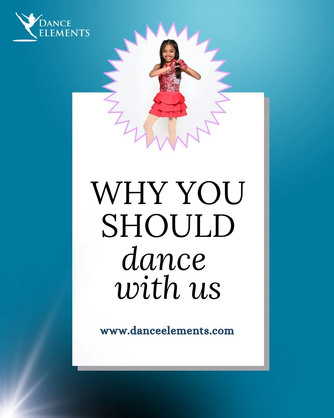 Why should you dance with us? Because at Dance Elements, we blend quality training with a nurturing environment to help you shine! 

Whether you&rsquo;re aiming to boost confidence, improve technique, or just have fun, our supportive team is here to 
