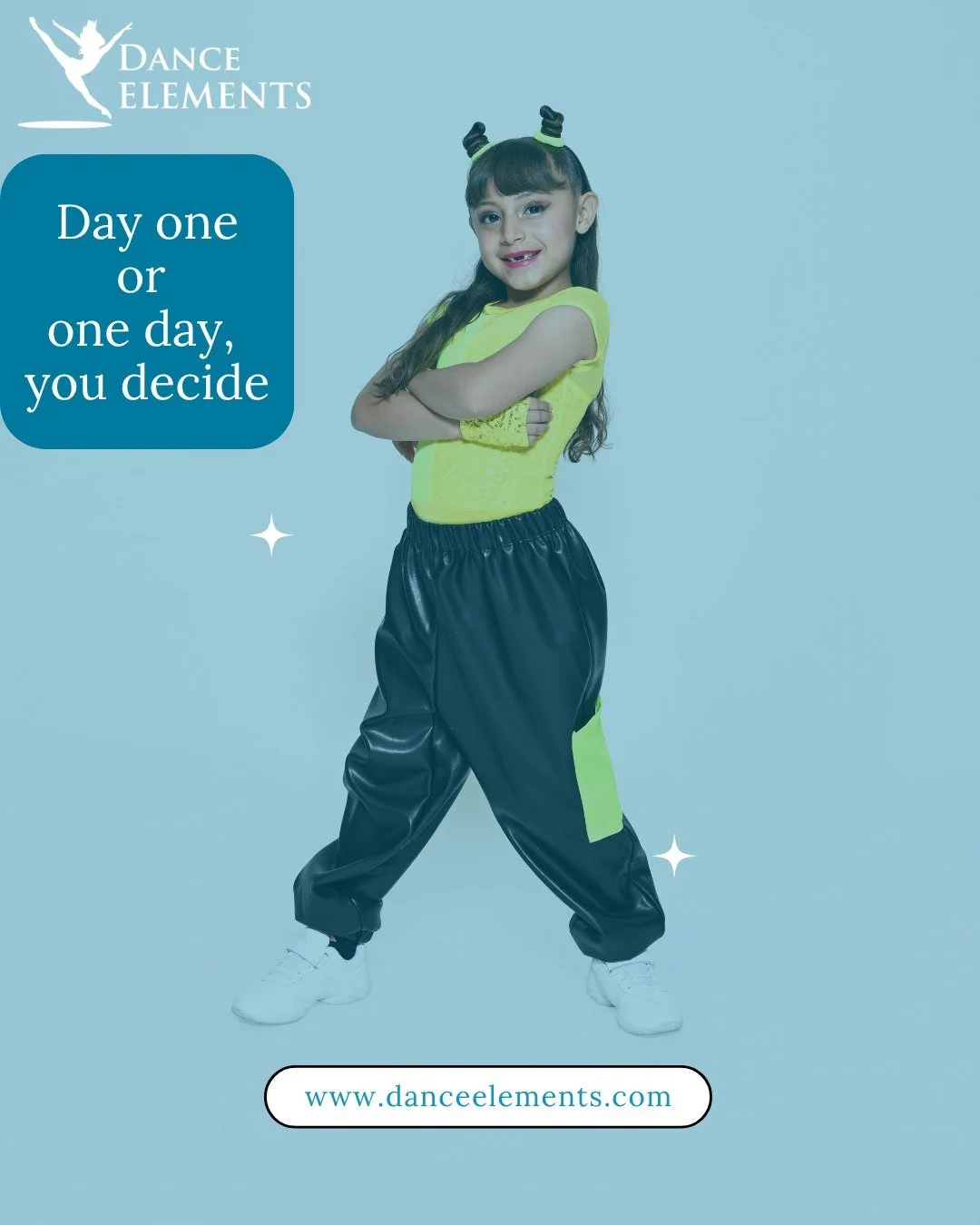 Day one or one day&mdash;you decide! Start your dance journey with us today and make every step count. 

Whether you jump in now or later, the choice is yours, but the adventure is always waiting. Let&rsquo;s make today the start of something amazing