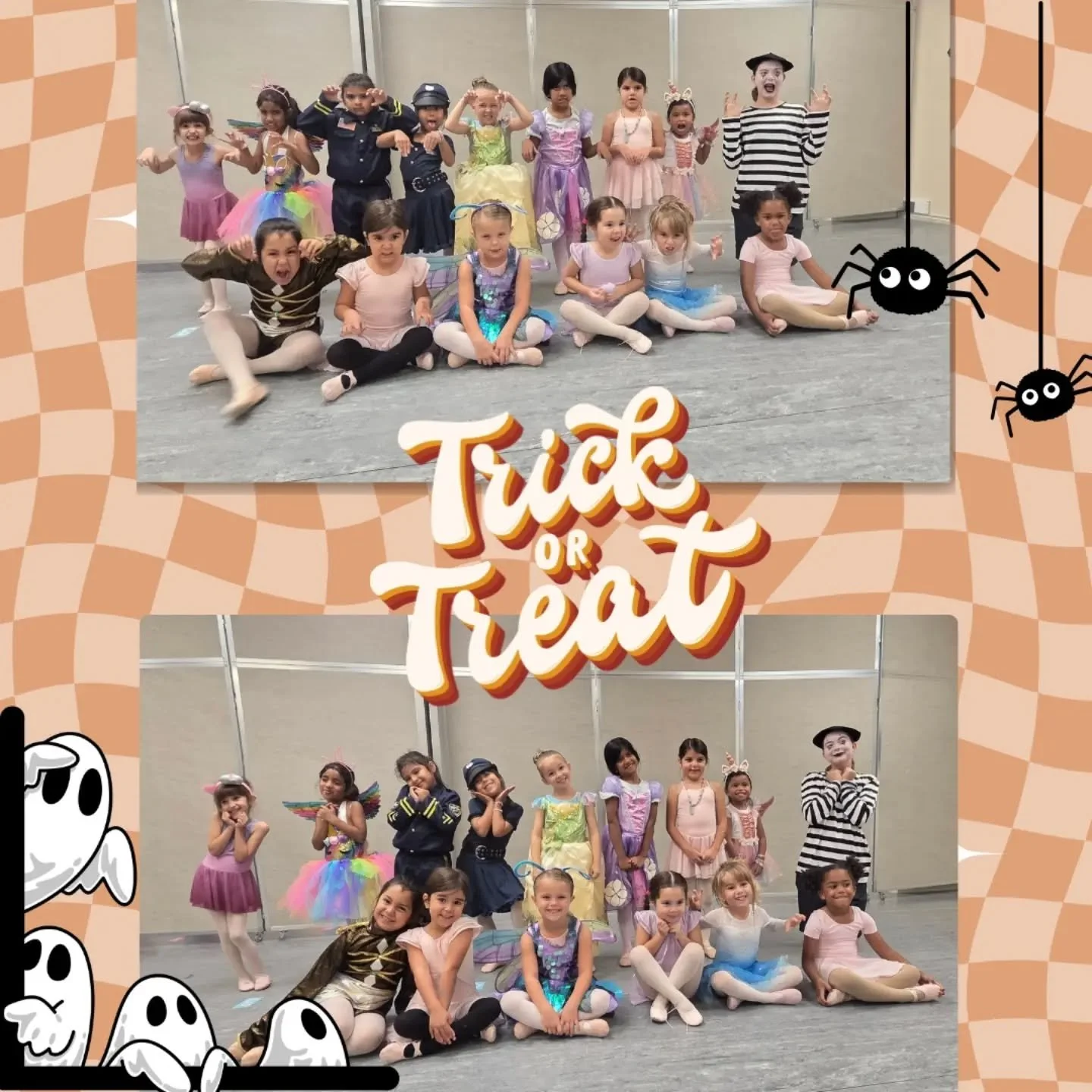 Ms. Diane's K-1  class ready to Trick or Treat 🎃