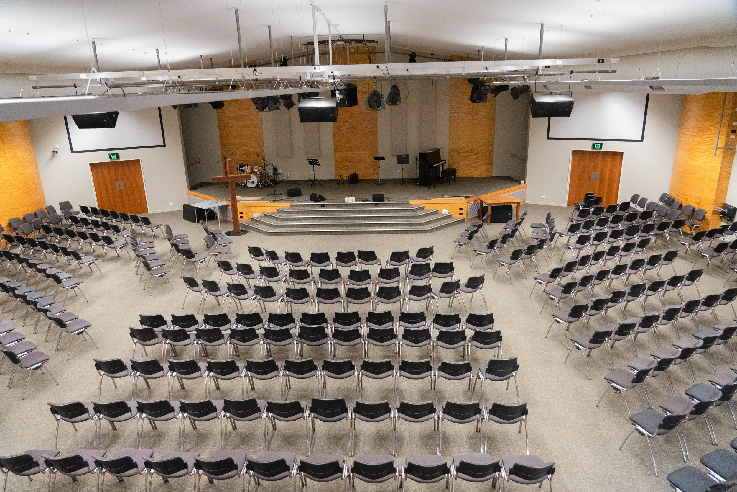 A modern church hall of which Rowan Dron Electrical did the electrical upgrade.