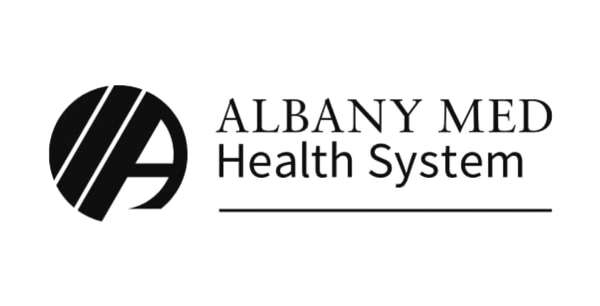 Albany Med Health System logo with stylized A and hospital name.