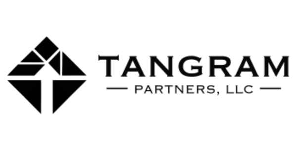 Logo of Tangram Partners LLC featuring a geometric arrow symbol to the left of the company name.