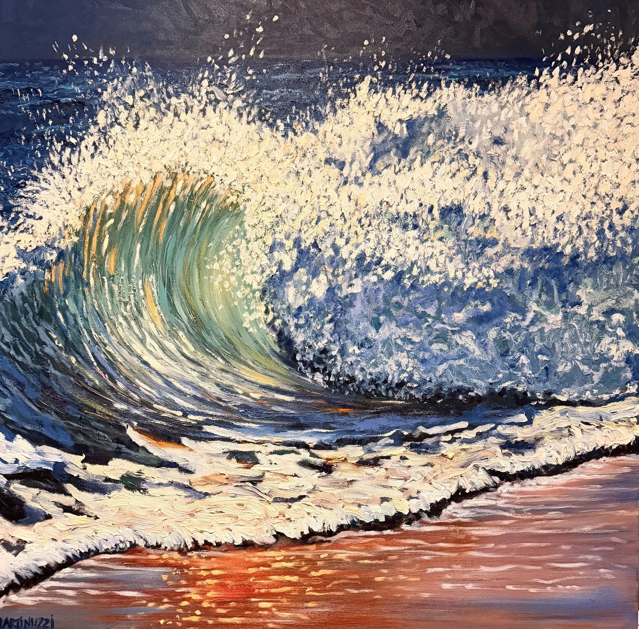 Sam Martinuzzi • golden hour • oil on canvas • 77 x 77 cm (Framed in Tasmanian oak - floating frame) • $1350