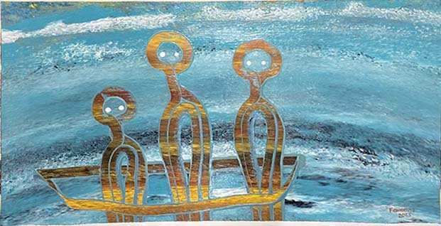 Fiona Omeenyo • stormy day • acrylic on canvas • 46 x 85 cm • $2900
