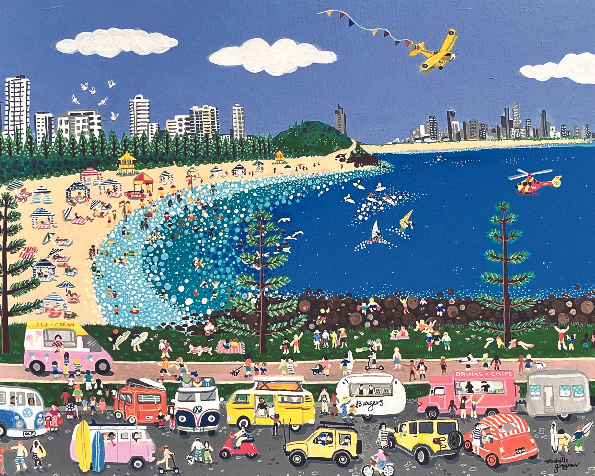 Michelle Grayson • I love Burleigh • acrylic on canvas • 55 x 45 cm • $1200