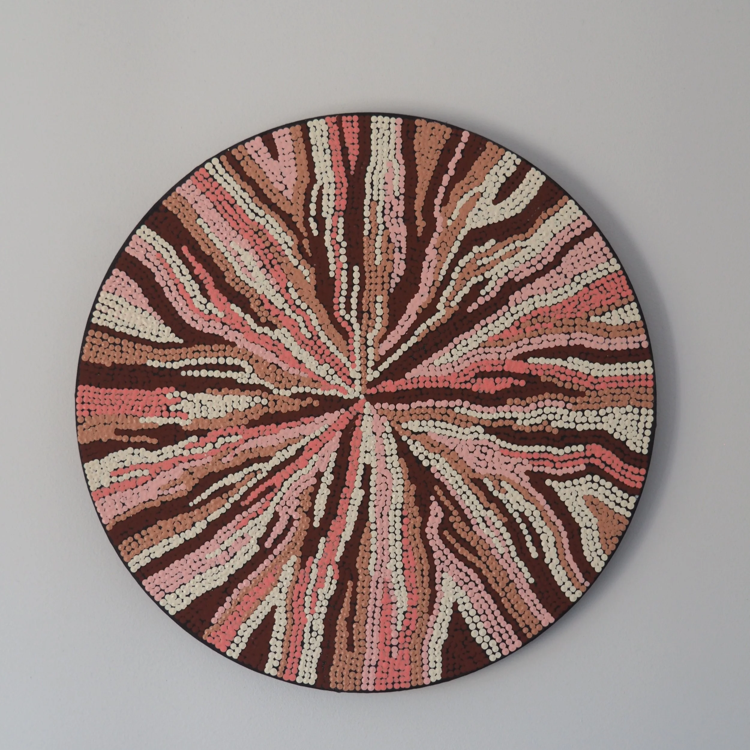 Danielle Leedie Gray • the gathering of ancestral paths • acrylic on canvas • 41 cm diameter • $350