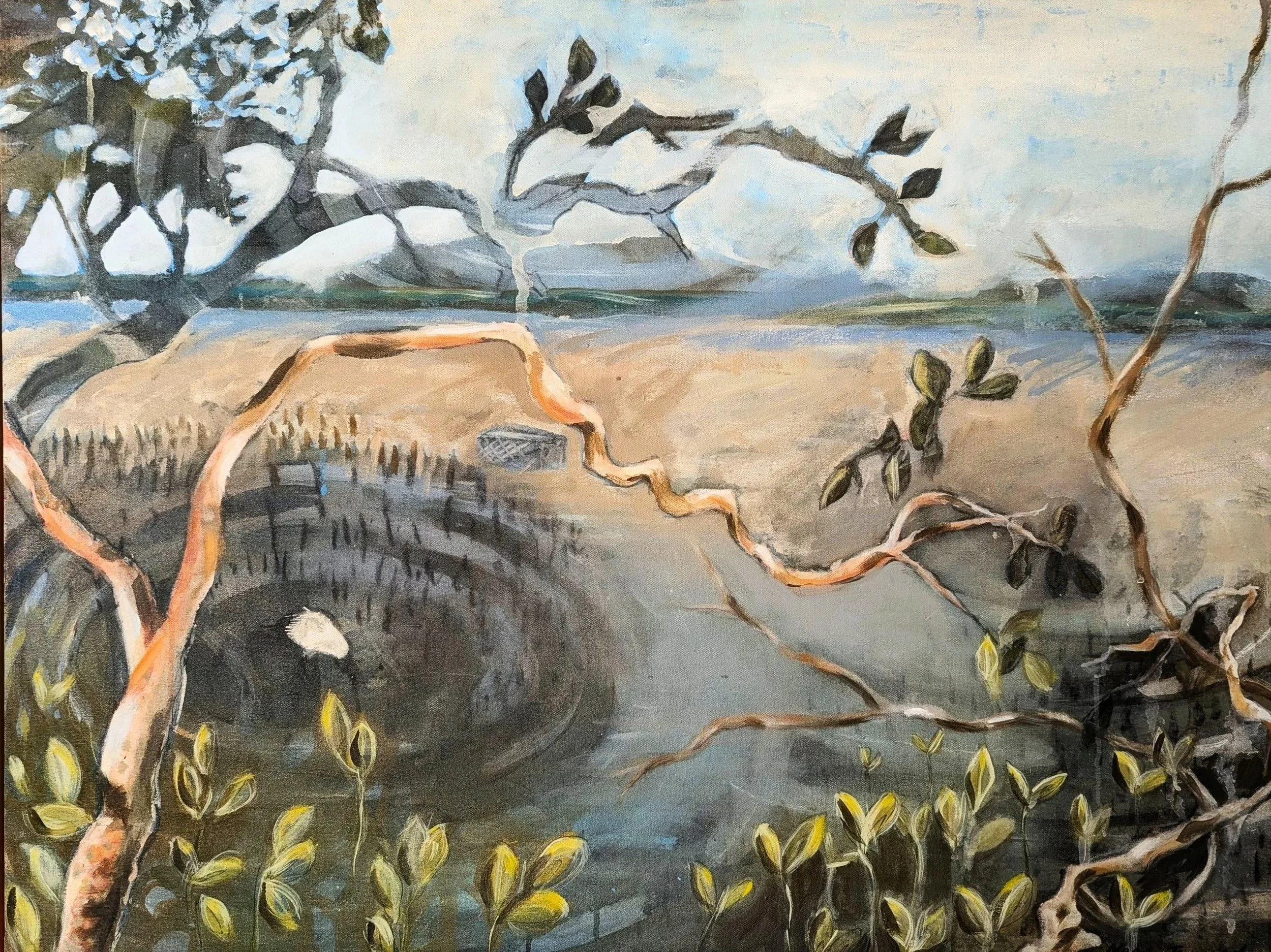 Megan Forward • the wild and watery edges of Brisbane • acrylic on canvas • 105 x 80 cm • $2300