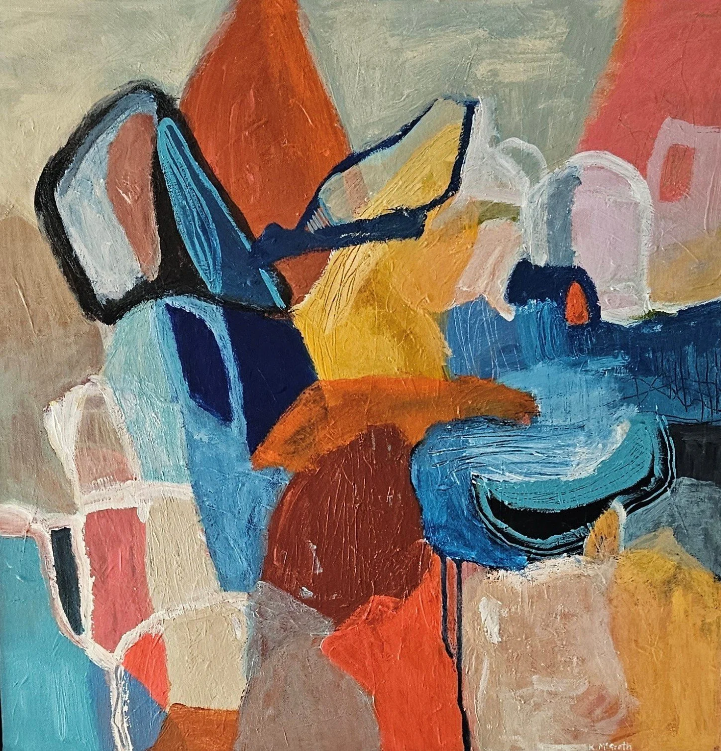 Kristina McGrath • lying low • acrylic on canvas. floating oak frame • 64 x 64 cm • $825