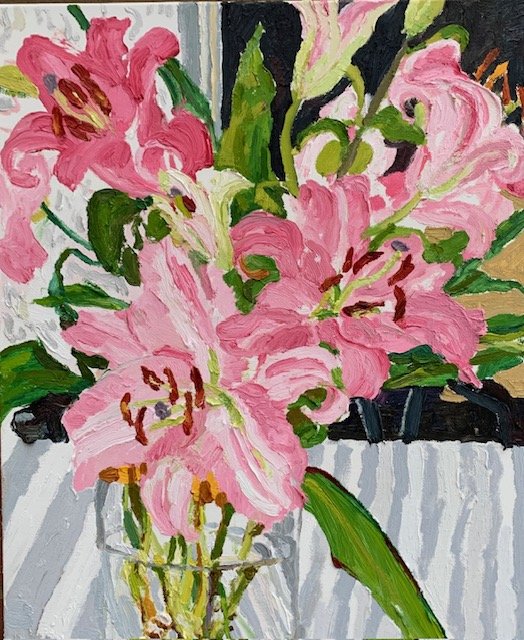 Maureen Hansen • lilies with grey stripe • oil on canvas • 51 x 41 cm • $3000