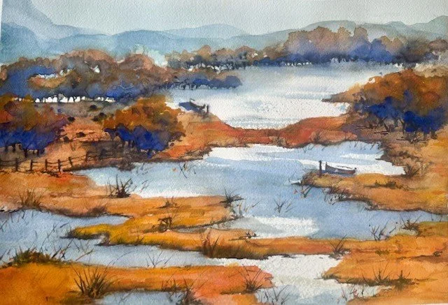 Penny Campbell • glistening water • watercolour • 60 x 50 cm • $900
