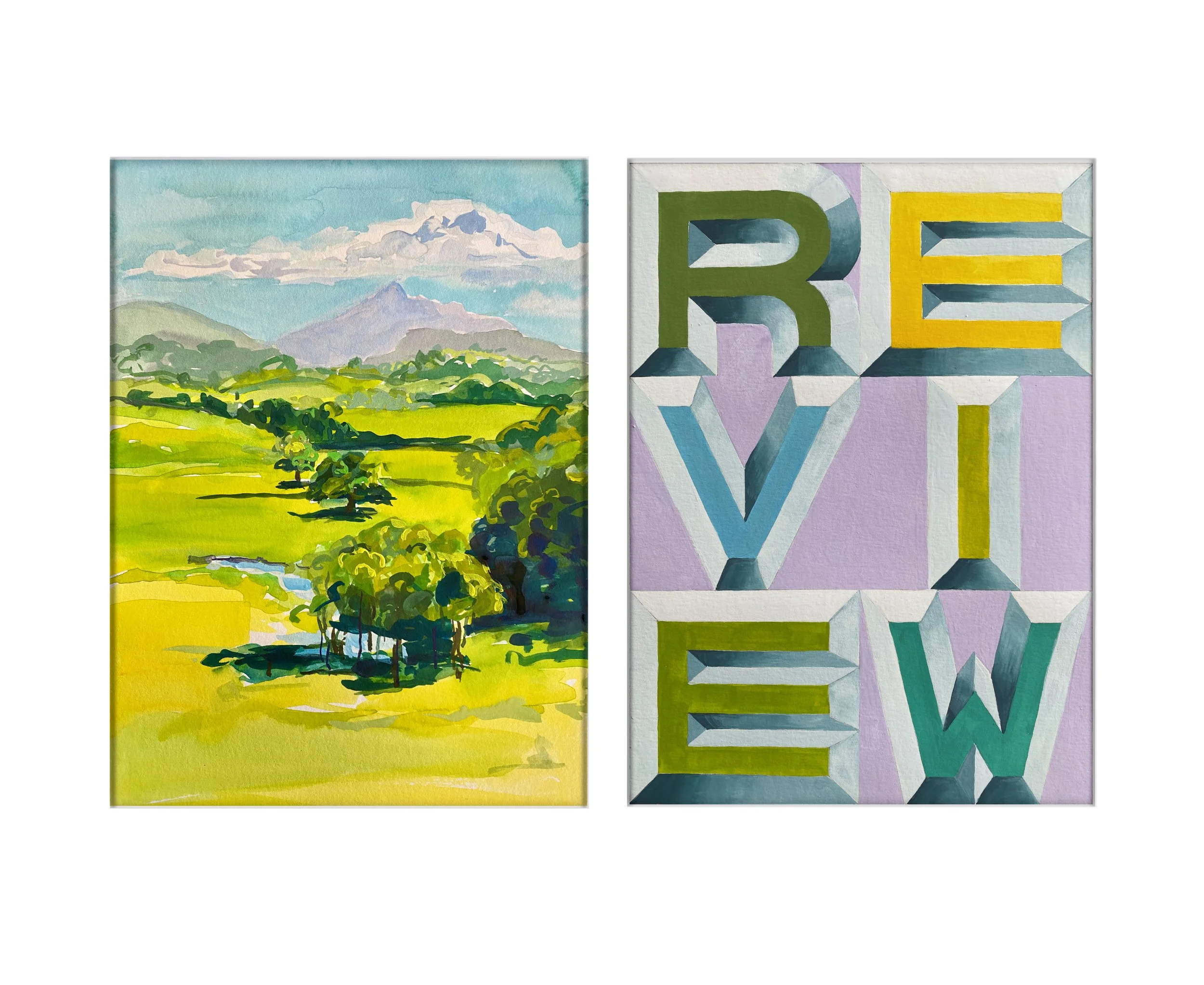 Leigh Schoenheimer • RE_view • gouache • 61 x 54 cm matted & framed under glass • $1,600