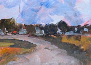 Megan Grinstead • where landscape • acrylic on paper • framed (glass) approx 32 x 38 cm • $975