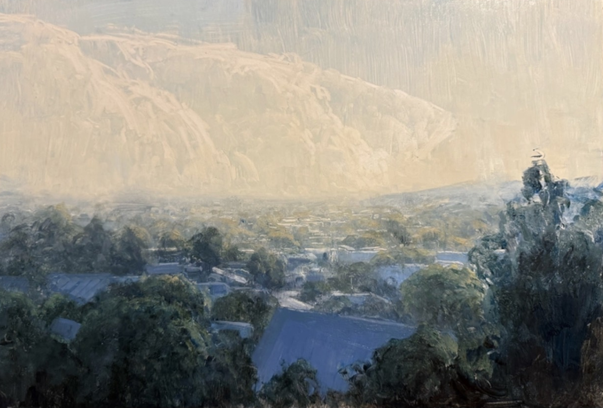Zac Moynihan • afternoon stillness • oil on panel • 31 x 45 cm • $2,400