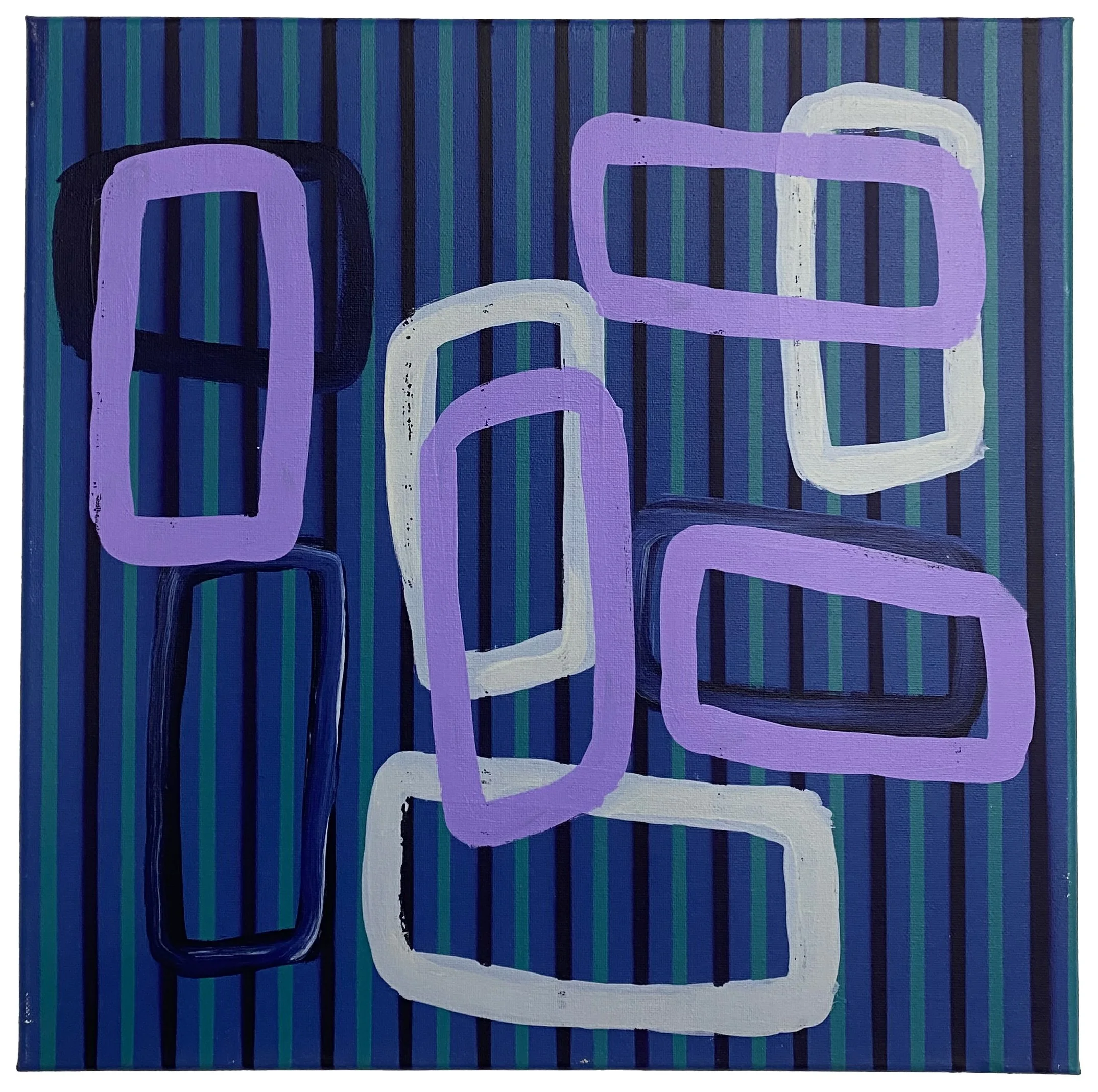 Kumanjayi (Walala) Tjapaltjarri and Michael Eather • patterned language IV • acrylic on canvas • 41 x 41 cm • $1100
