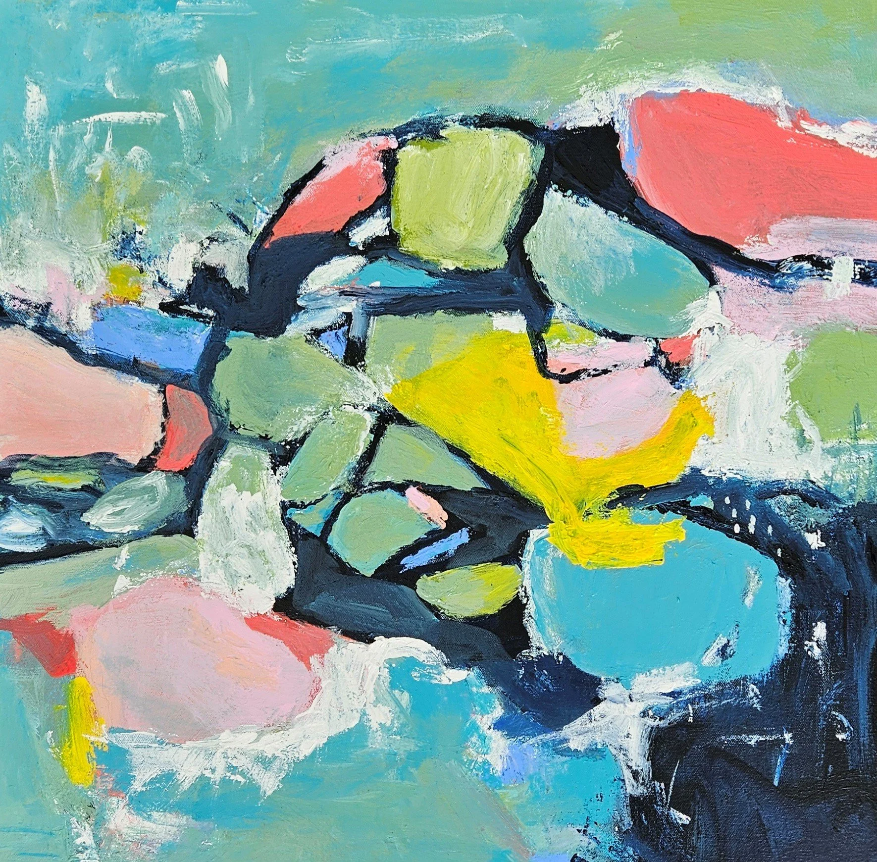 Kristina McGrath • are we walking? • acrylic on canvas. floating oak frame • 52.5 x 52.5 cm • $670