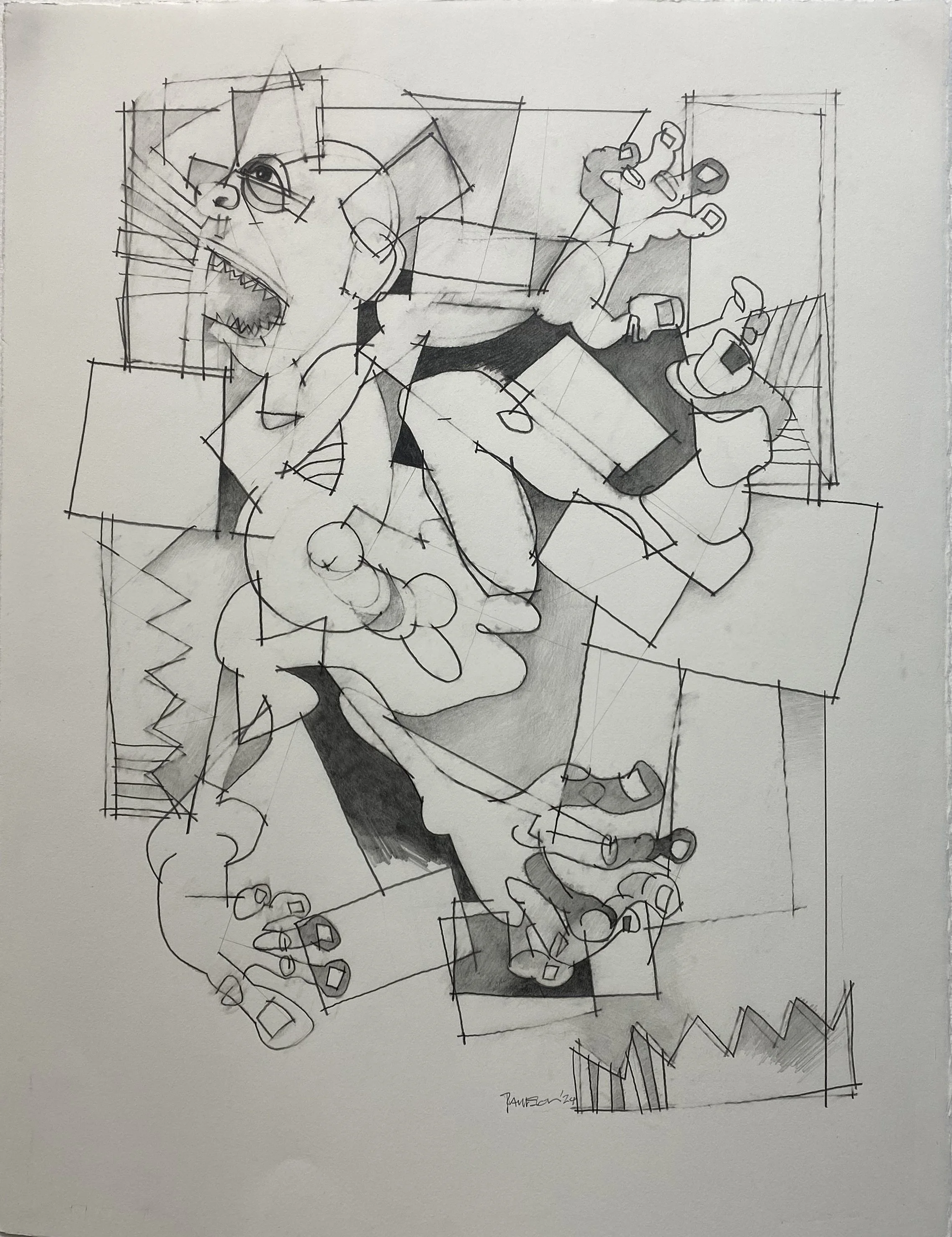 David Paulson • existential battler I • graphite on BFK Rives paper • 80 x 60 cm • $2500