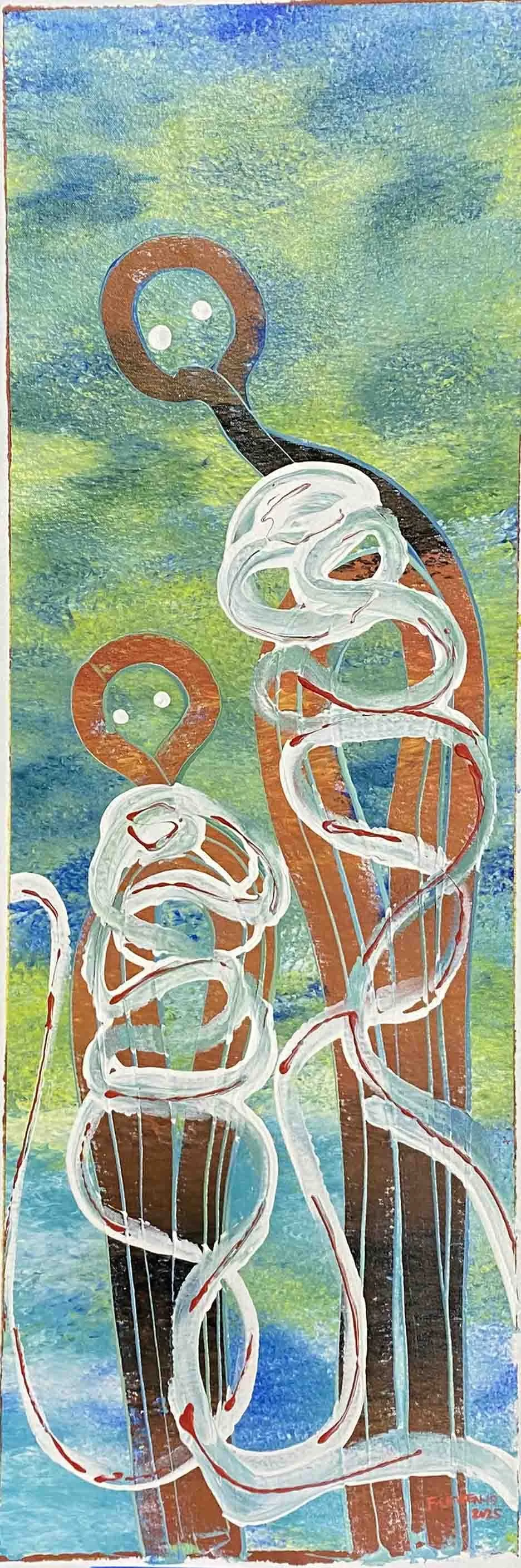 Fiona Omeenyo • tangle • acrylic on canvas • 98 x 33 cm • $2900