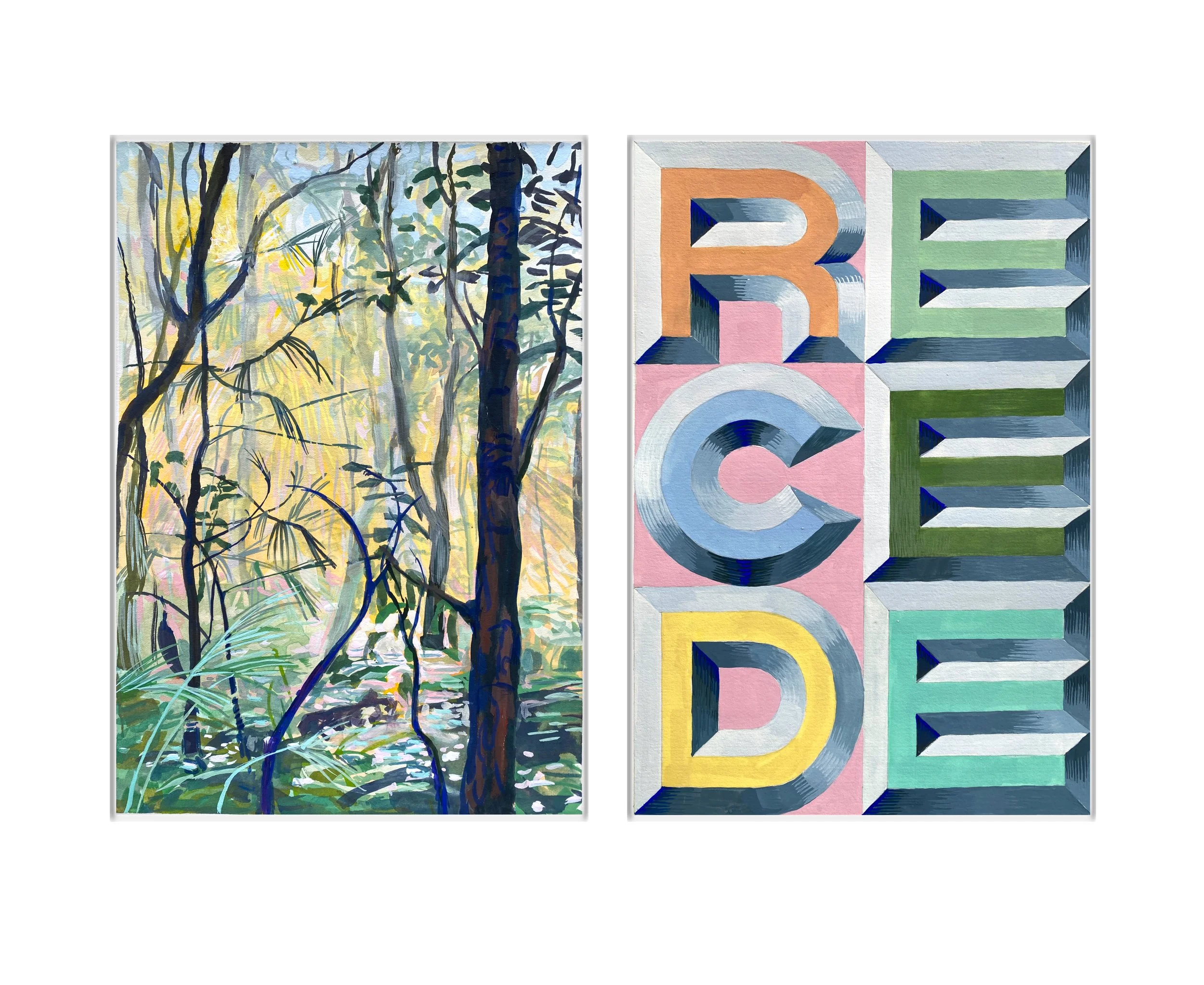 Leigh Schoenheimer • RE_cede • gouache • 61 x 54 cm matted & framed under glass • $1600