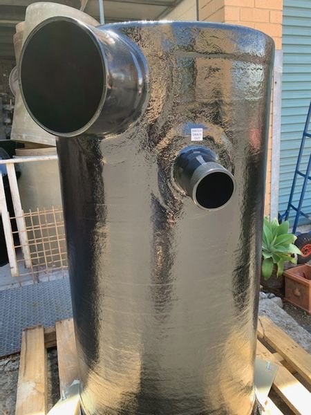 Custom composite water gas separator configured for vessel-specific exhaust system.