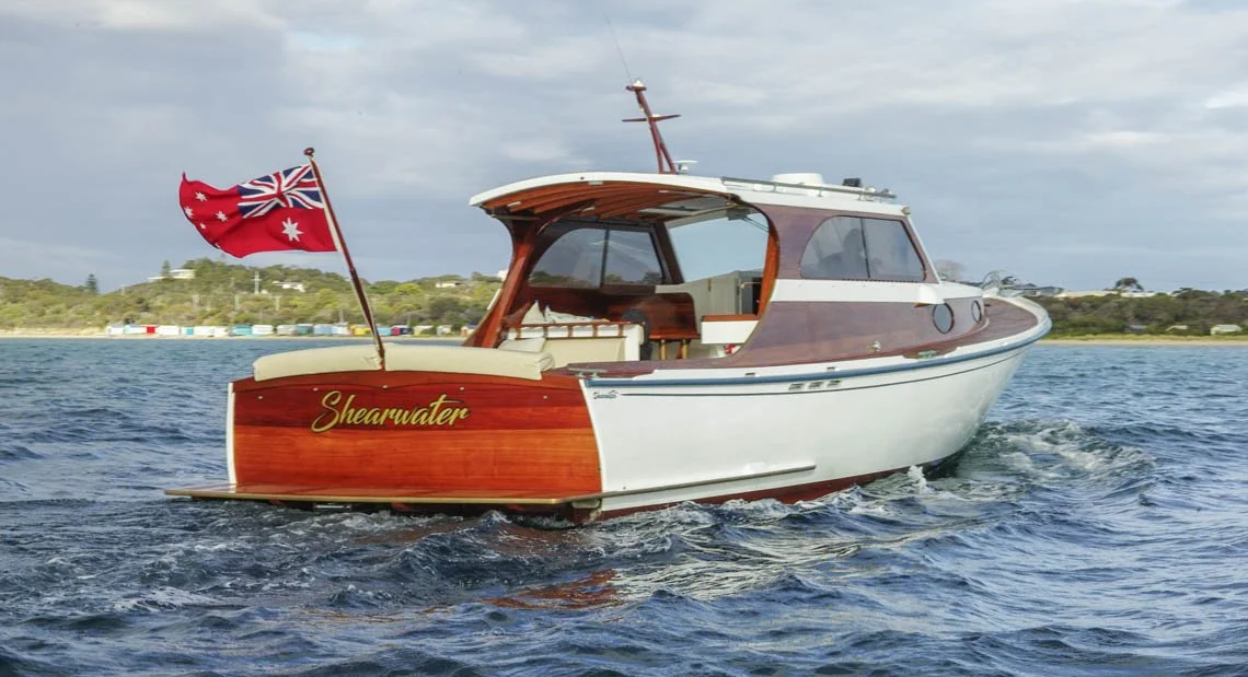Taylor Marine Exhaust system supplied for a classic timber cruiser, demonstrating compatibility across both heritage and modern vessel designs.