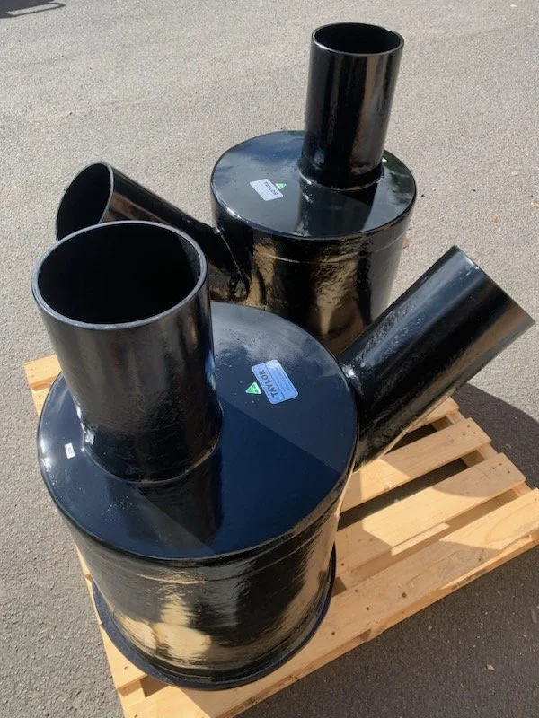 Taylor Marine Exhaust vinyl ester mufflers manufactured for corrosion-resistant marine service.